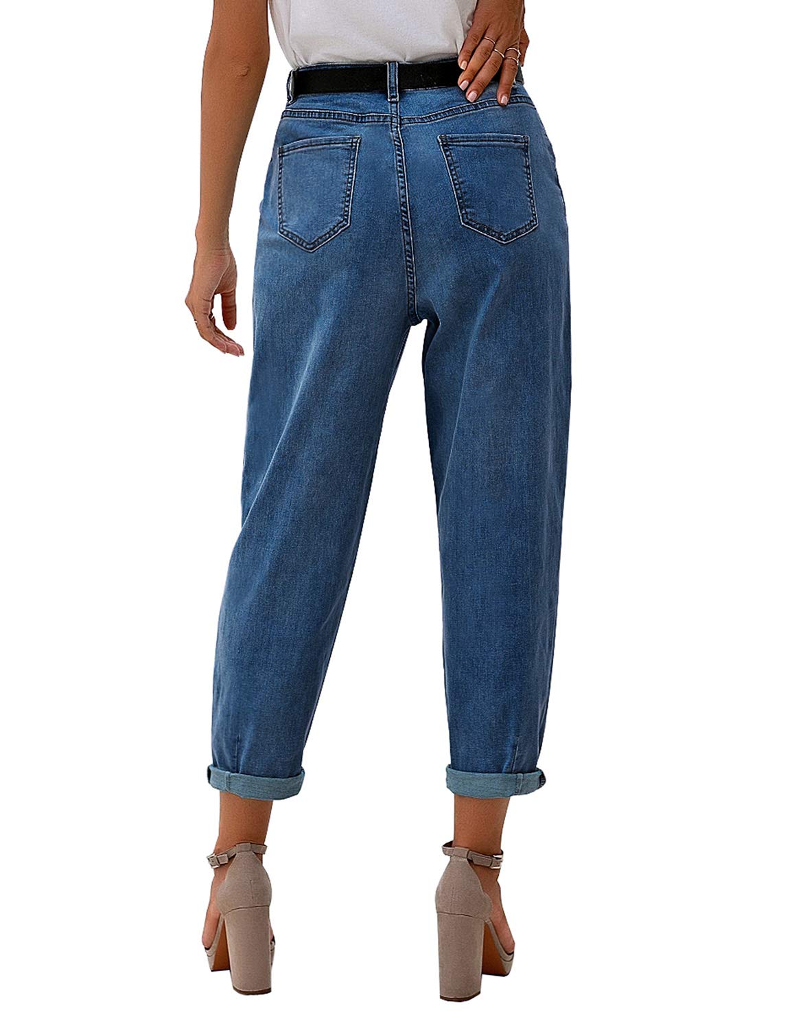 Luvamia Women's High Waisted Mom Jeans - Stretchy Loose Fit Denim Pants for Casual Wear & Everyday Outfits | Trendy Comfortable Jeans for Women
