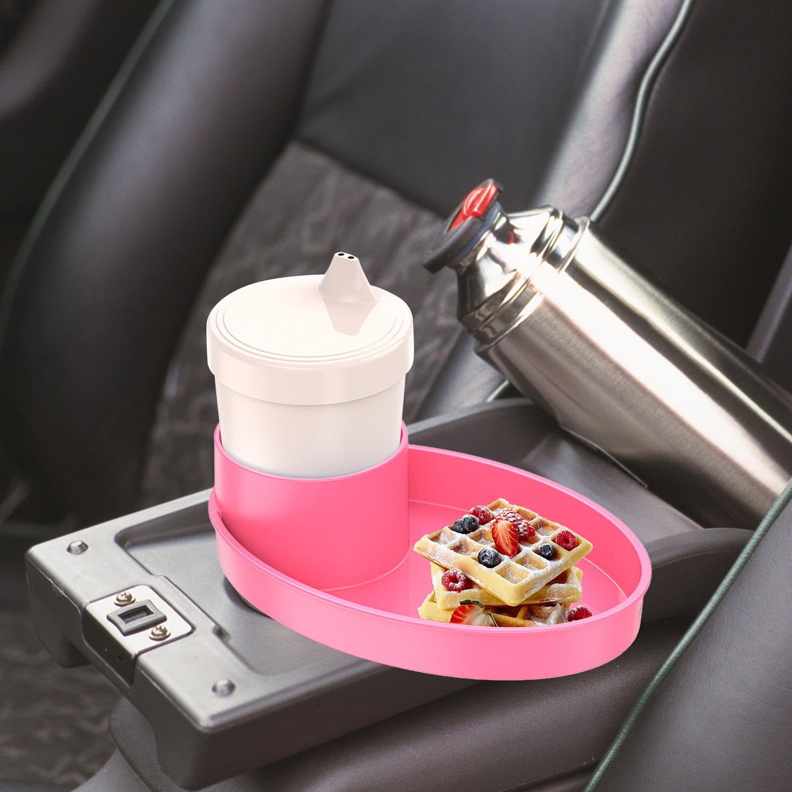 Best Car Seat Snack Tray & Cup Holder for Kids - Portable Travel Food Tray with Storage for Strollers & Most Car Seats - Perfect for Road Trips, Snacking & Keeping Kids Entertained