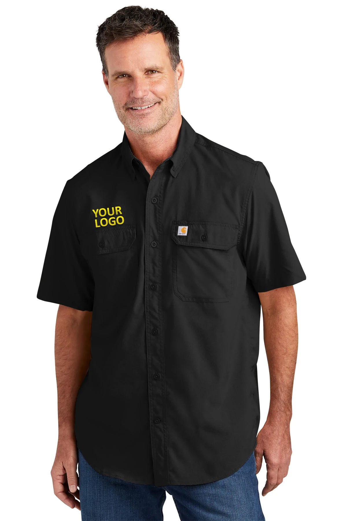 Carhartt Force Solid Custom T-Shirts for Men - Black, Comfortable Workwear & Casual Wear for Construction, Outdoor & Everyday Use