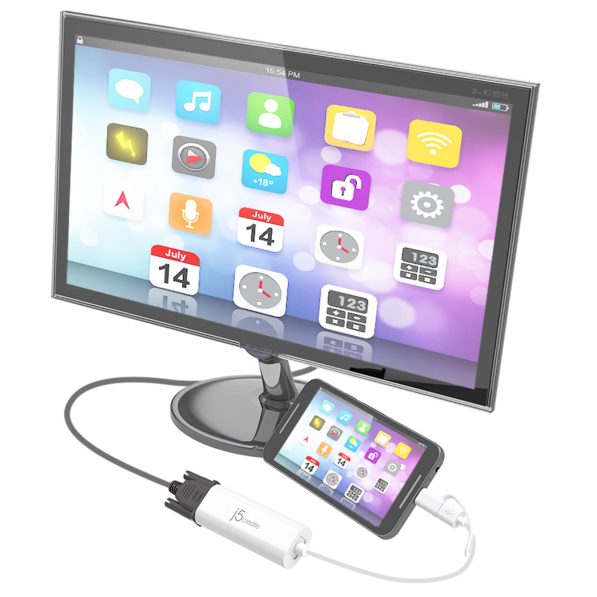 Android™ USB to VGA Adapter - Connect Laptop/PC to Monitor or Projector - for Presentations, Gaming & Home Office Setup