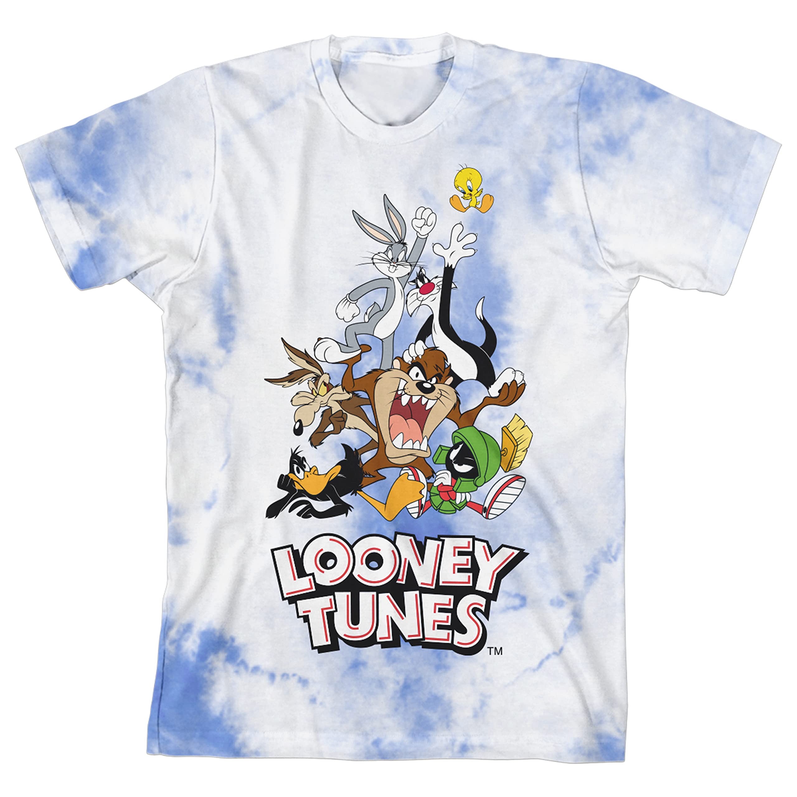 Bioworld Looney Tunes Graphic Blue Cloud Wash Youth T-Shirt - Soft Cotton Tee for Kids & Teens, Perfect for Casual Wear, School & Cartoon Lovers