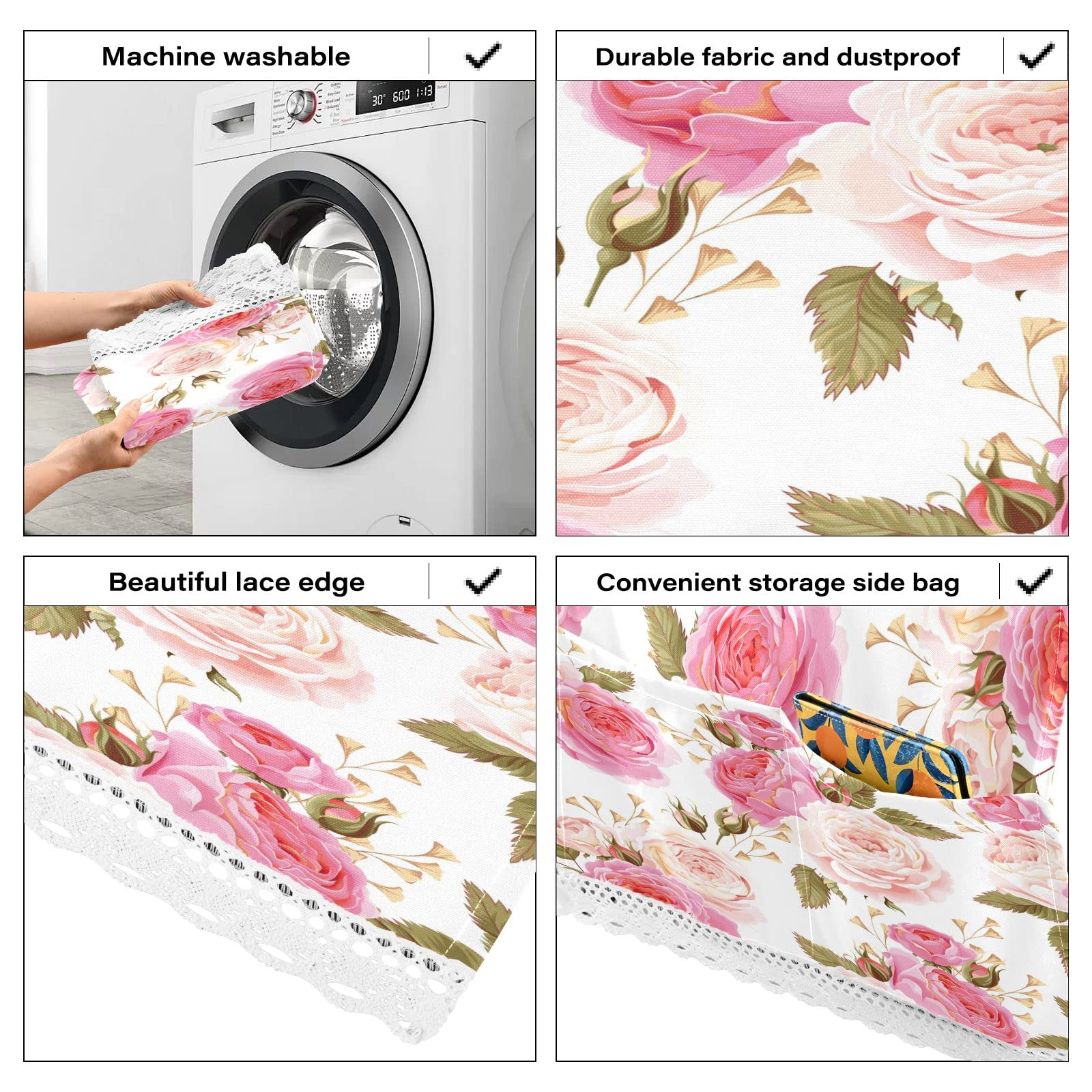 Floral Rose Pink Washing Machine Cover - 51