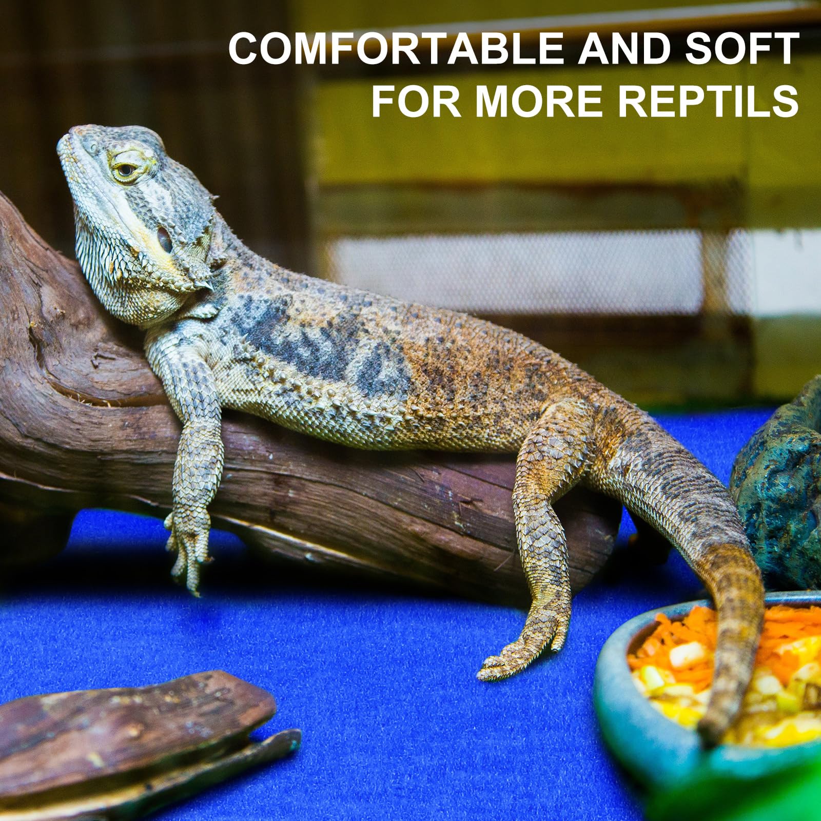Premium 4-Piece Reptile Carpet Terrarium Liner Set - Soft & Durable Substrate for Lizards, Bearded Dragons, Tortoises & Snakes (Blue, 47