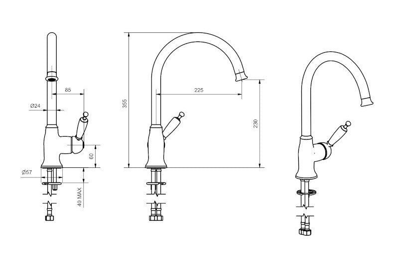 Oxford Swan Neck Brass Kitchen Faucet - Elegant & Durable for Modern & Traditional Kitchens - Perfect for Cooking, Washing Dishes & Home Renovation