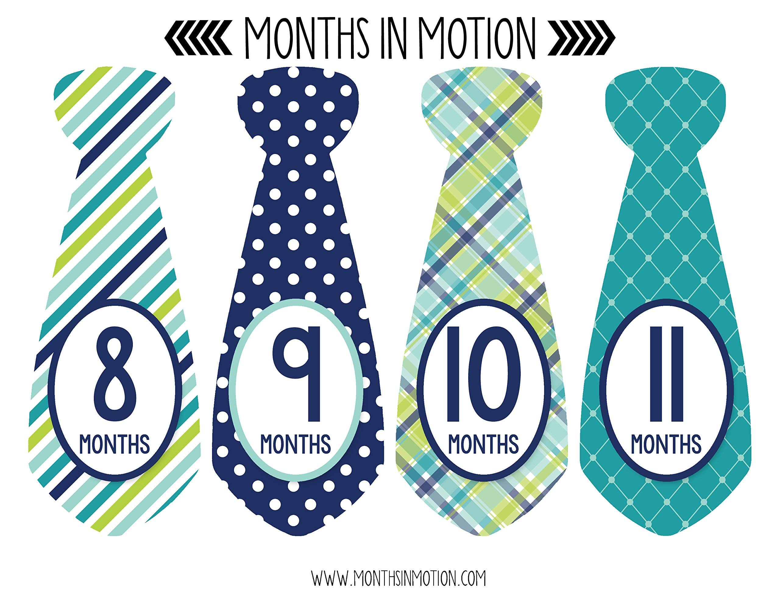 Baby Monthly Milestone Necktie Stickers - Newborn Boy Growth Photo Props - Set of 20 Adhesive Month Stickers for Baby's First Year - Perfect for Monthly Photo Shoots, Scrapbooking & Memory Keepsakes