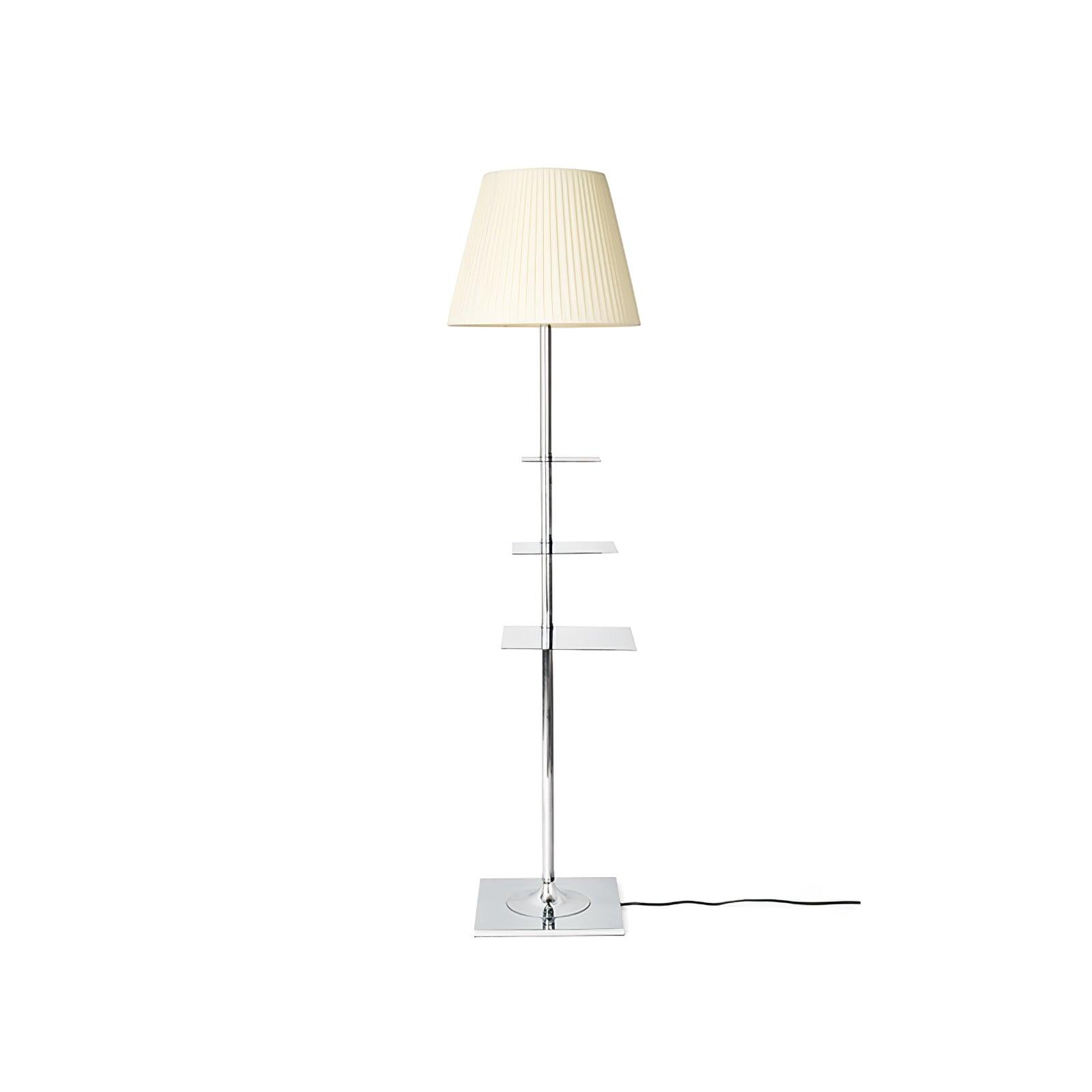 Modern Chrome Prism Side Table with Built-in LED Floor Lamp - Stylish End Table & Ambient Lighting for Living Room, Bedroom, or Office Decor