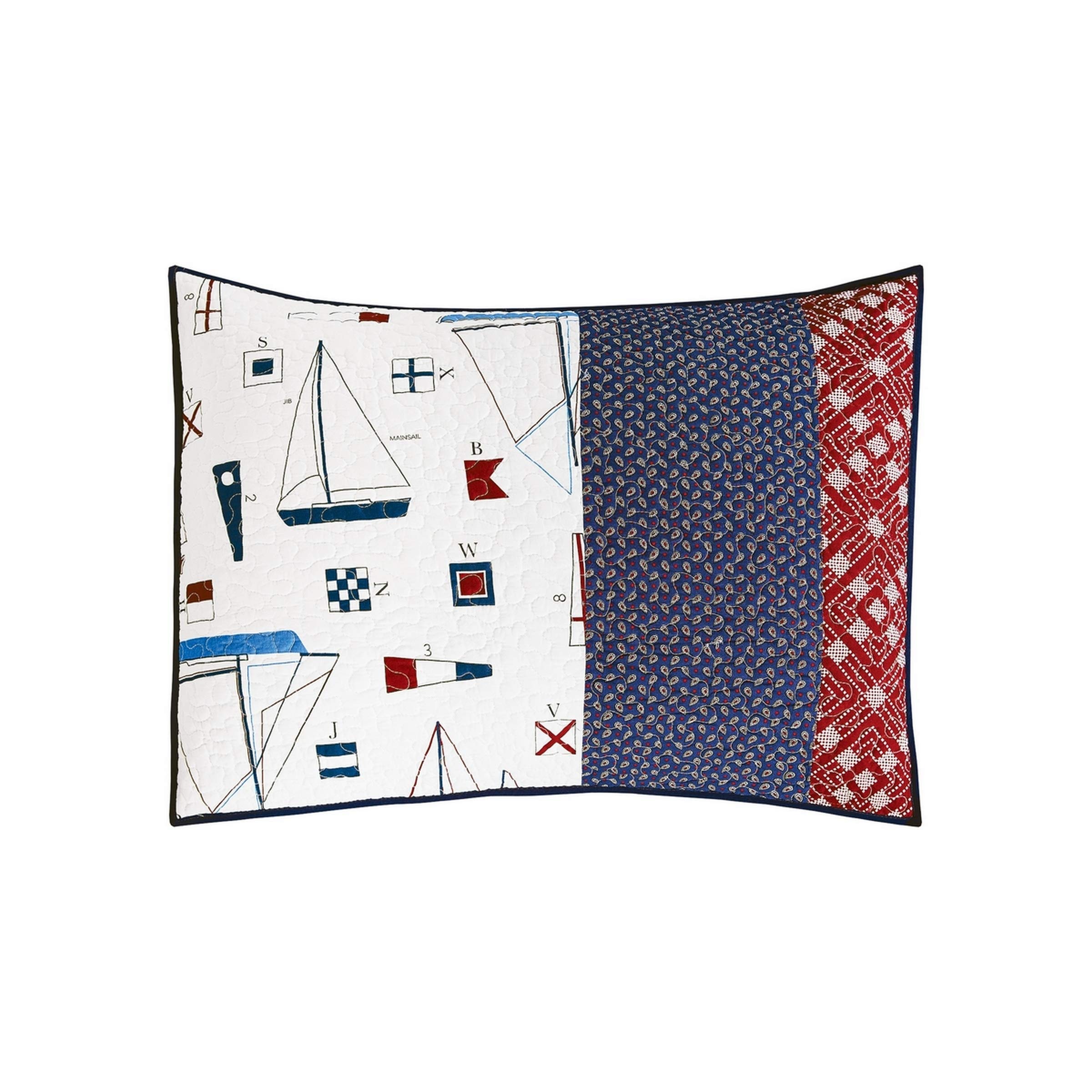 Boomer 2-Piece Nautical Twin Quilt Set - Red, White & Blue Bedding with Matching Sham | Coastal Themed Bedroom Decor for Kids & Teens | Perfect for Summer, Beach Houses & Patriotic Holidays