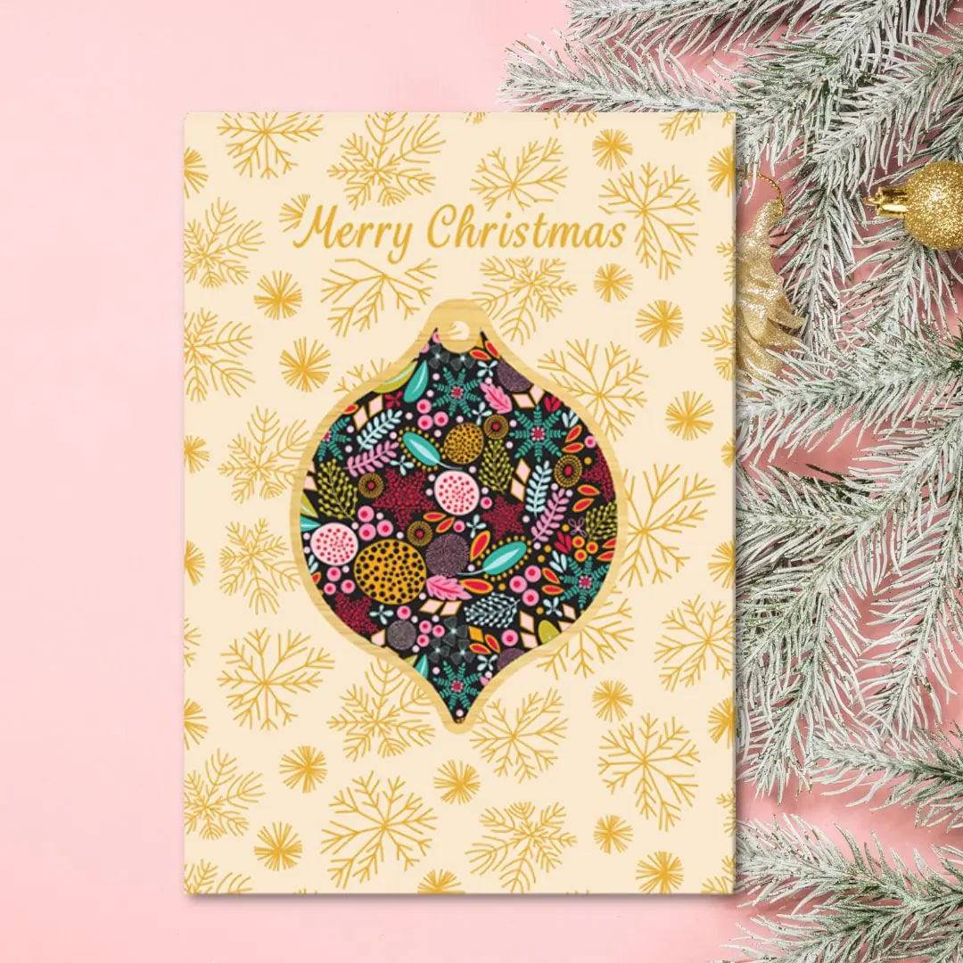 Blingtastic Christmas Ornament Card & Bauble - Elegant Holiday Decor for Tree, Gift Wrapping & Festive Home Decoration