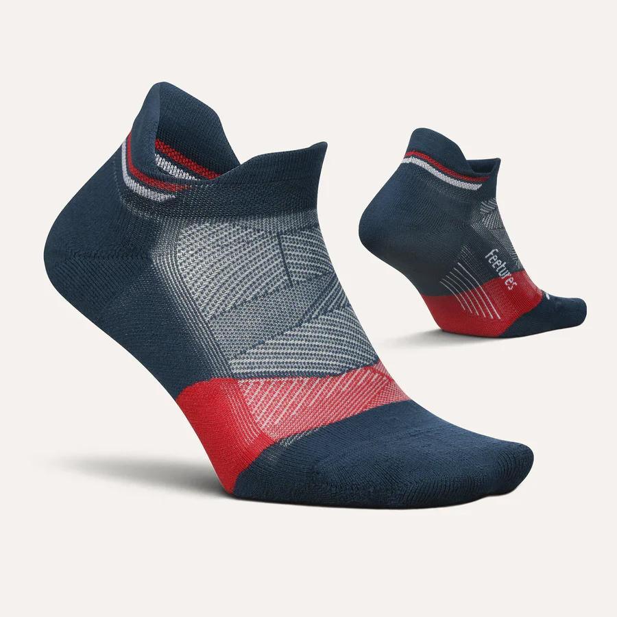 Elite Light Cushion No Show Tab Socks for Men & Women - Breathable Anti-Slip Athletic Socks - USA Navy - Perfect for Running, Gym, Yoga & Everyday Wear