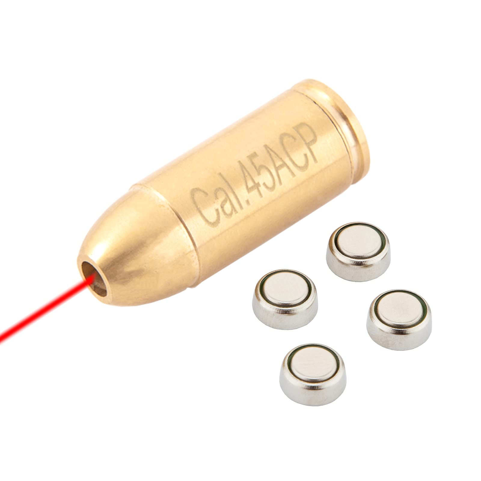 **Laser Bore Sight for .45 ACP - Red Dot Boresighter for Hunting & Shooting - Includes 4 Batteries (2 Sets) - Perfect for Rifle & Pistol Zeroing & Target Practice**