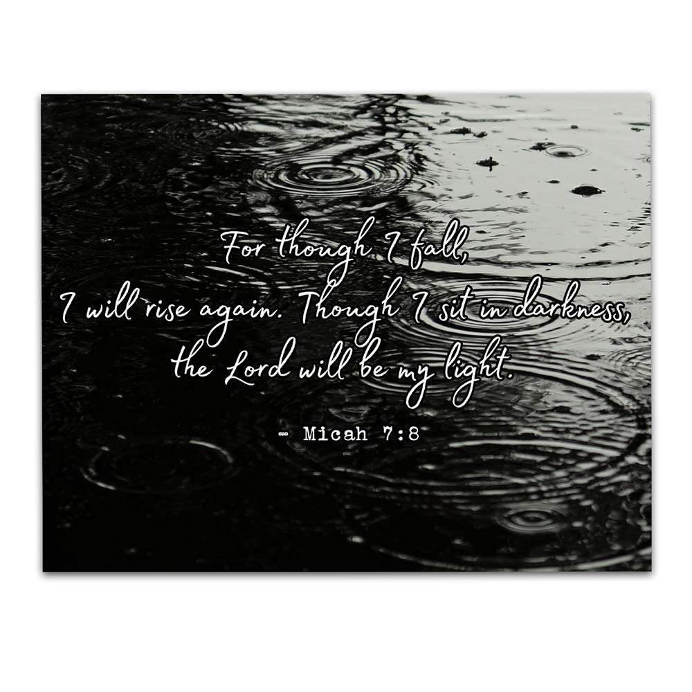 TJ Originals Micah 7:8 Bible Verse Wall Art - Inspirational Christian Scripture Print in Black & White - Perfect Religious Gift for Women - Faith-Based Home & Office Decor for Prayer Rooms, Church Gifts & Spiritual Encouragement