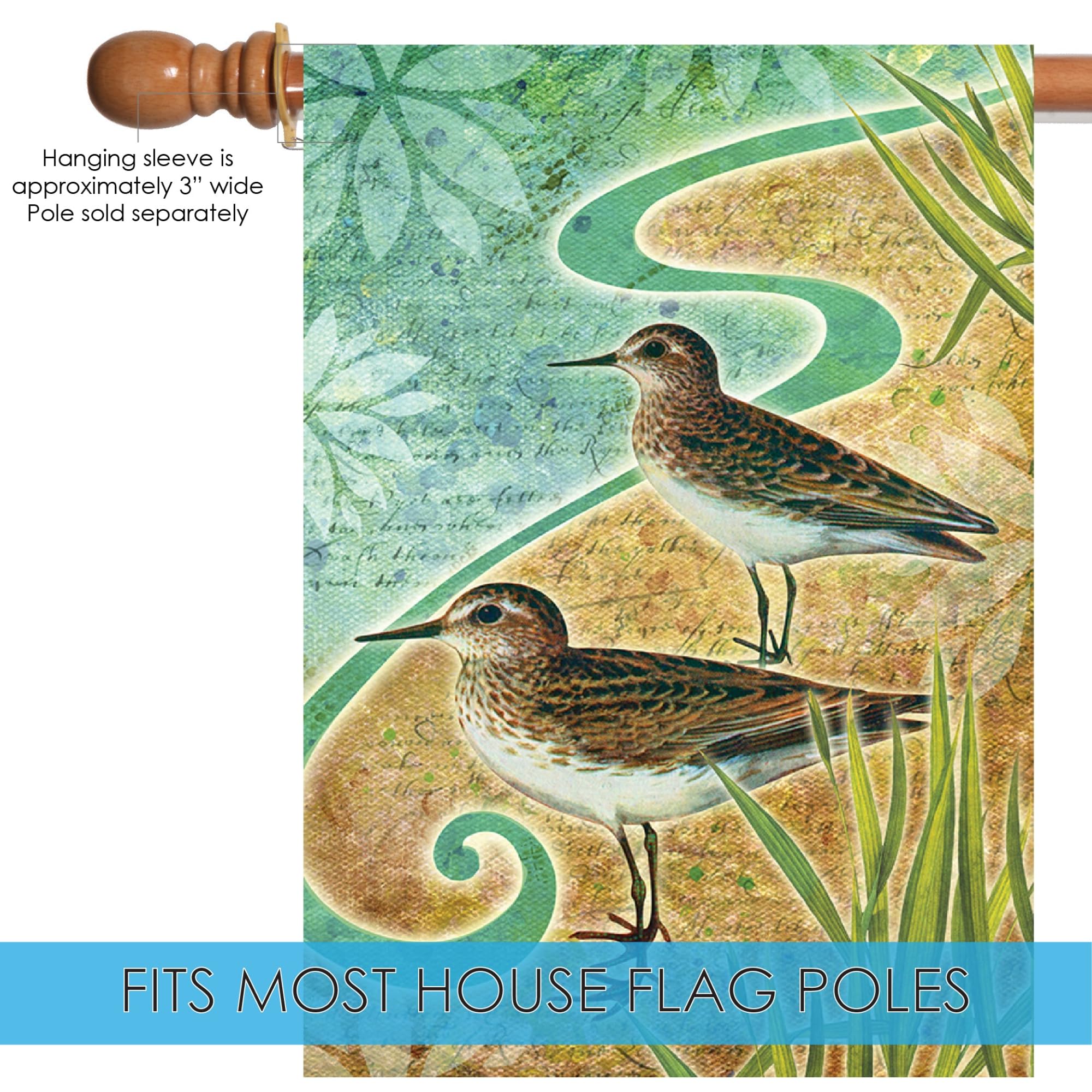 Toland Home Garden 1010079 Sandpipers Bird Flag - 28x40 Inch Double Sided Outdoor Garden Flag, Yard Decoration for House, Patio, Porch & Lawn - Vibrant Bird-Themed House Flag for Seasonal & Year-Round Decor