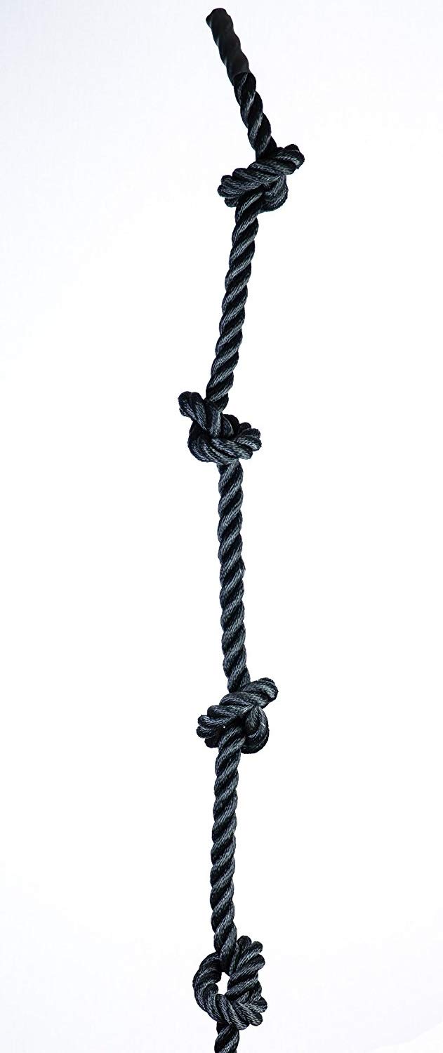 Durable Poly Dacron Knotted Gym Climbing Rope - Heavy Duty Black Training Rope for Indoor/Outdoor Fitness, CrossFit & Strength Training