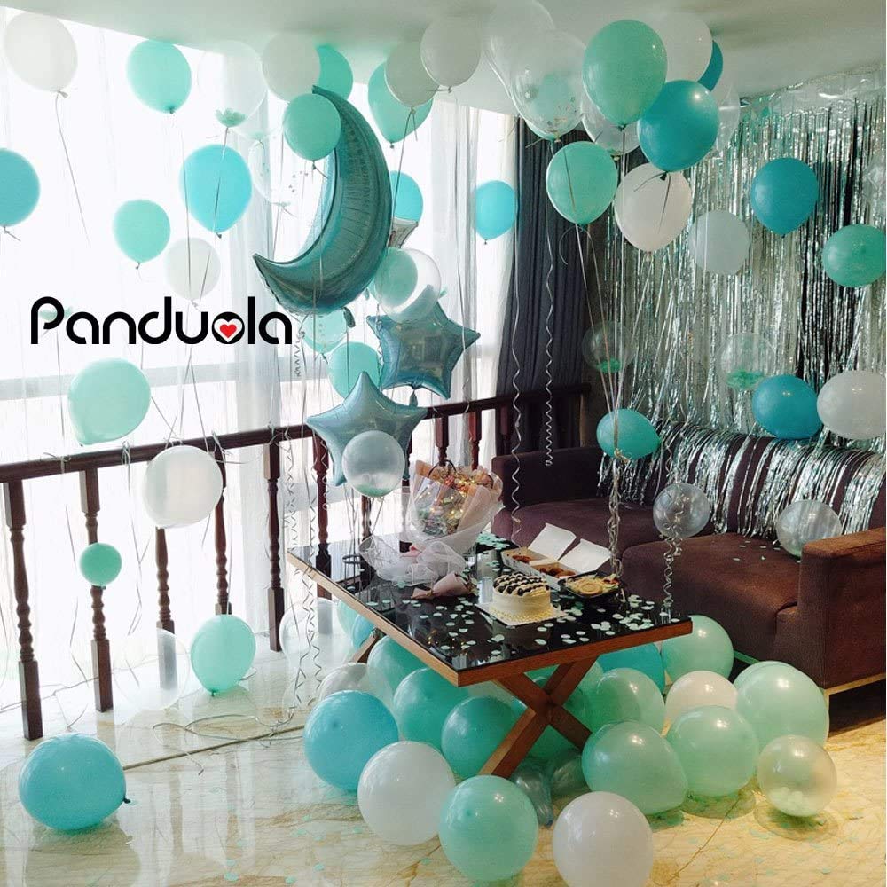 48Pcs 12 Inch Teal & Rose Gold Confetti Balloons - Premium Party Decorations for Birthday, Wedding, Engagement, Graduation - Perfect for Indoor & Outdoor Celebrations, Photo Backdrops & Event Styling