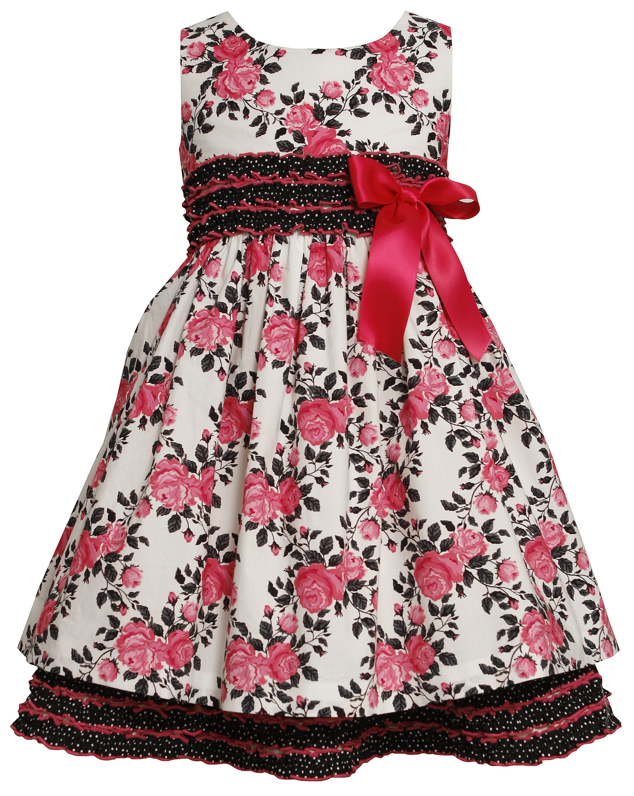 Bonnie Jean Girls Floral Print Dress with Waist Ruching - Perfect for Birthday Parties, Easter, and Summer Outfits