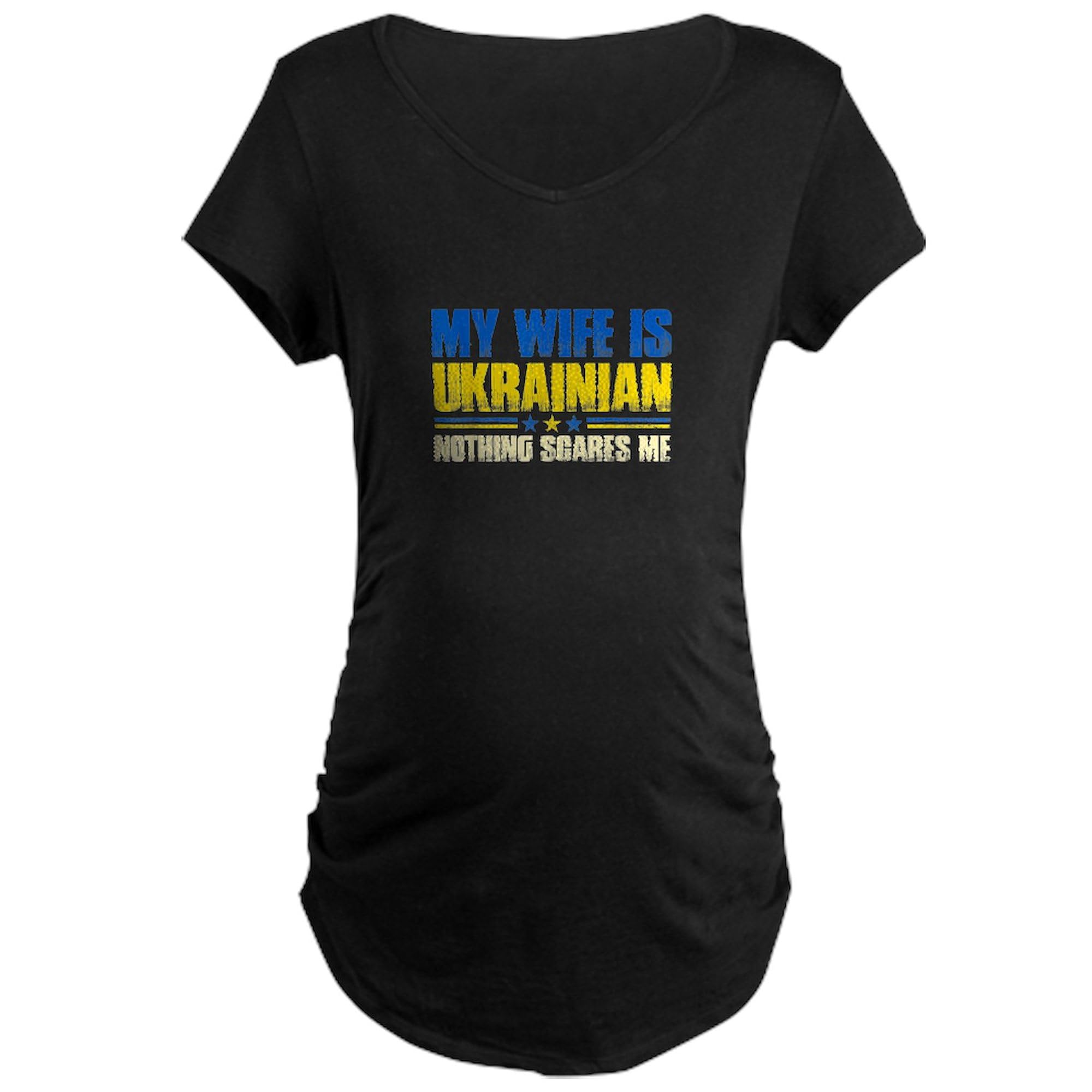 My Wife is Ukrainian Nothing SCA Maternity T-Shirt - Women's Ruched Side Pregnancy Tee for Expecting Moms - Perfect for Baby Showers, Maternity Photos & Casual Wear
