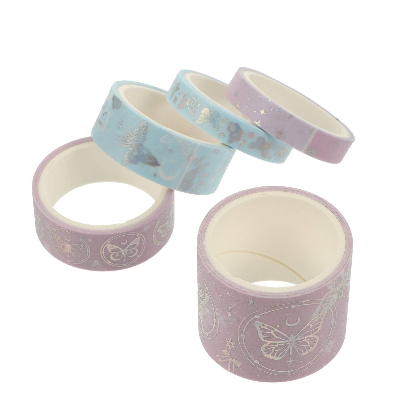 NUOBESTY 5 Rolls Washi Tape Set - Decorative Masking Tapes for Scrapbooking, Journaling, DIY Crafts & Gift Wrapping - Pink Floral Design (Ideal for Bullet Journals, Home Decor & School Projects)