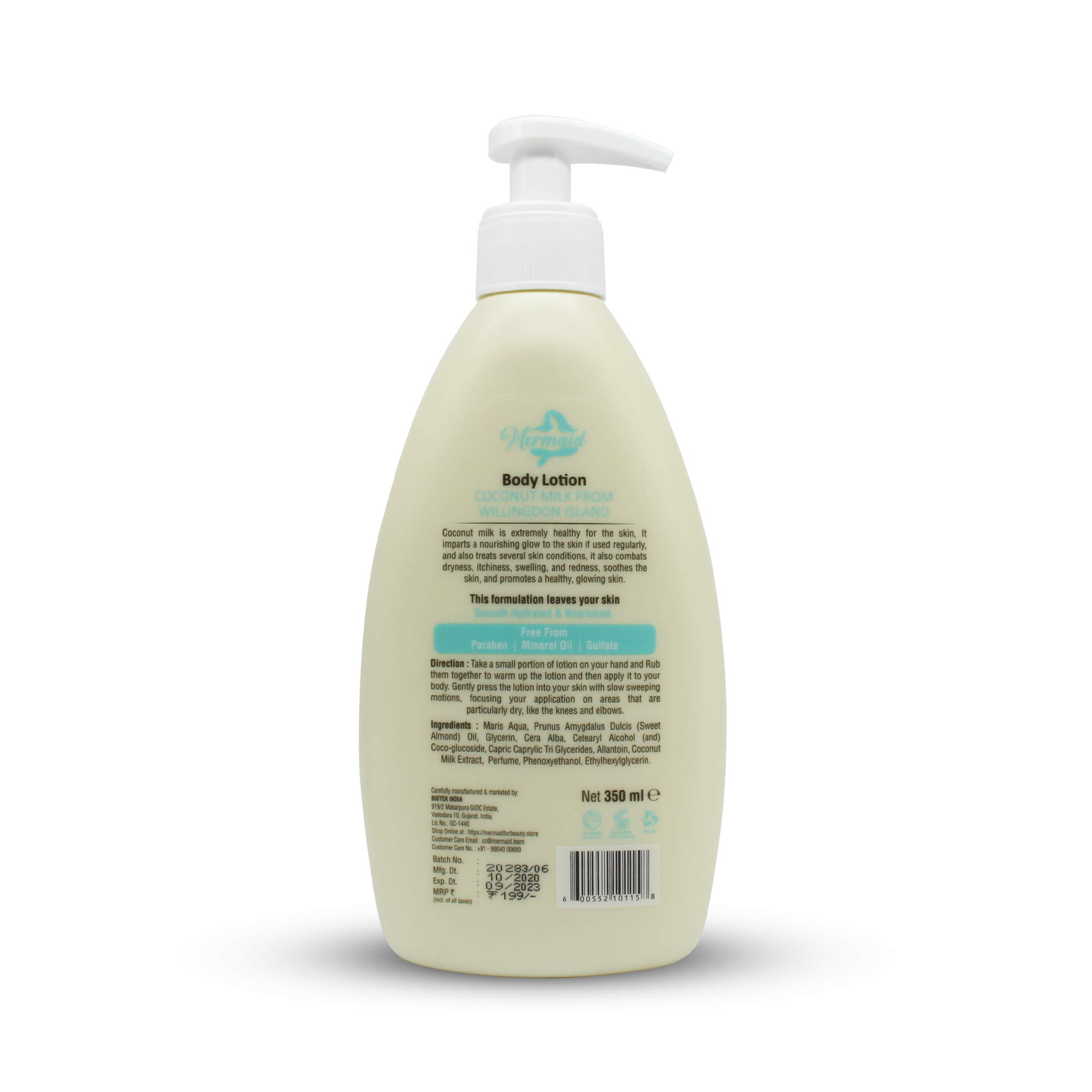 Mermaid Coconut Milk Body Lotion 350ml - Hydrating & Nourishing Moisturizer from Willingdon Islands | Perfect for Dry Skin, After Sun Care & Daily Hydration