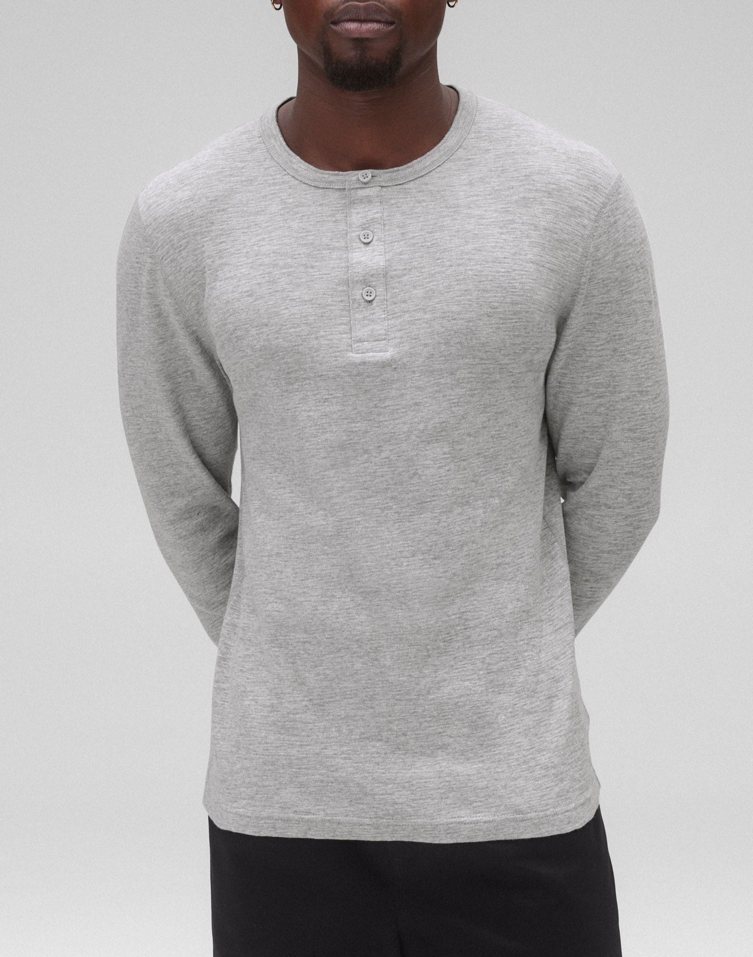 Reigning Champ 1X1 Slub Long Sleeve Henley Shirt for Men - Soft Cotton Crewneck Pullover with Button Placket - Perfect for Casual Wear, Layering & Everyday Comfort