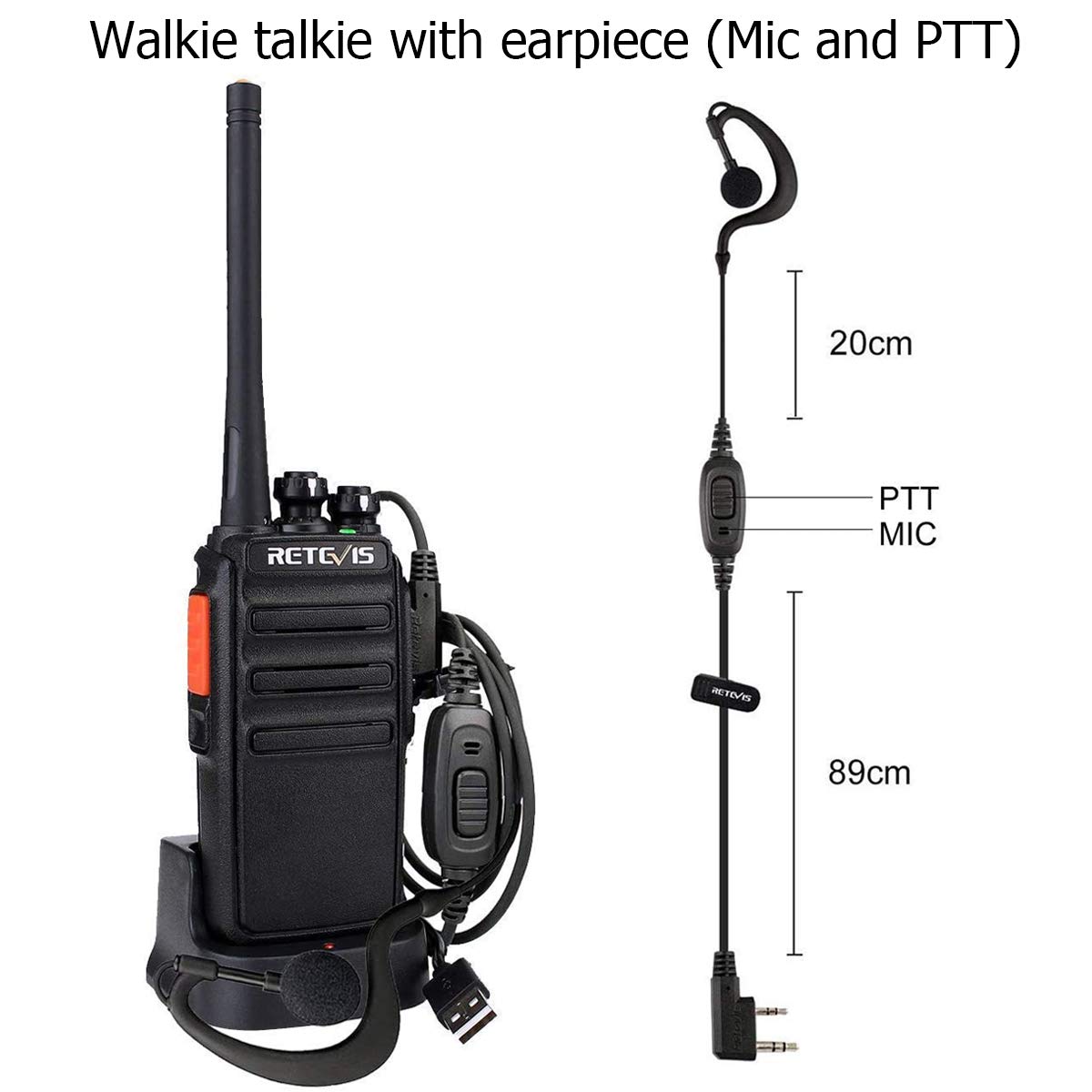 Retevis RT24 2-Way Radio Walkie Talkies - Long Range PMR446 with Loud Audio, 16 Channels & 10-Hour Battery Life - Rechargeable with USB Charging Base & 6 Earpieces (6 Pack) - Ideal for School, Retail Store, Construction & Outdoor Activities