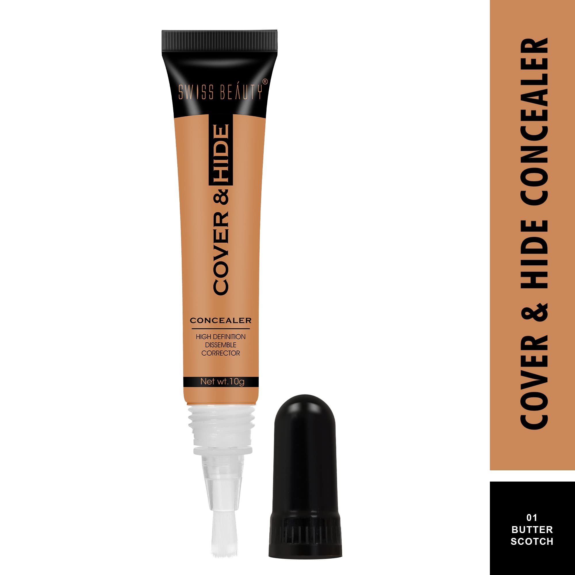 SWISS BEAUTY Cover & Hide Concealer - Lightweight, Long-Lasting, Blendable - Butter Scotch Shade (10g) Matte Cream Finish | Perfect for Dark Circles, Blemishes & Under Eye Coverage | Everyday Makeup & Professional Use