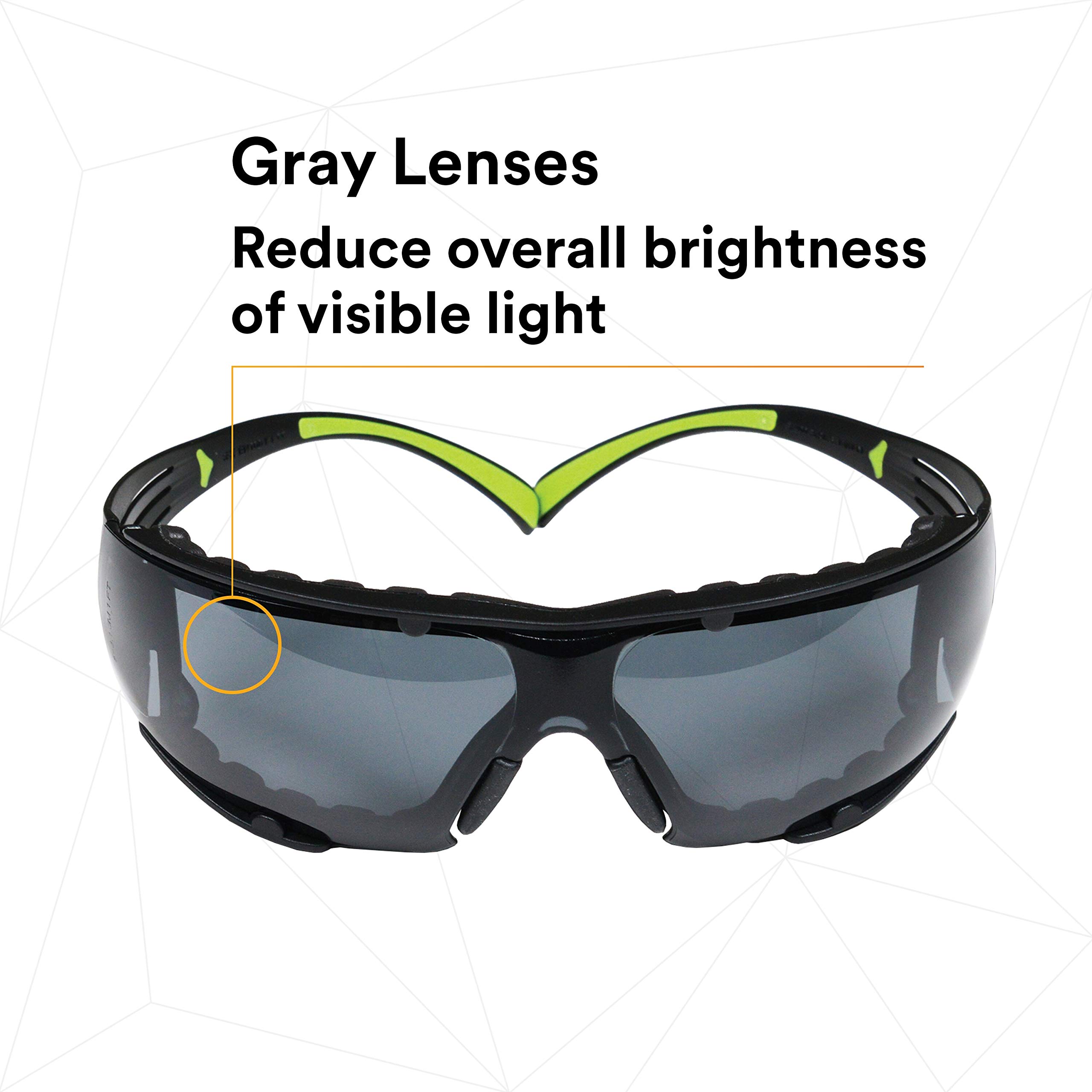 3M SecureFit 400 Safety Glasses for Men & Women - Z87 Certified, Anti-Fog & Anti-Scratch Gray Lens, Green/Black Polycarbonate Frame with UV Protection - Ideal for Construction, Woodworking, Lab Work & DIY Projects