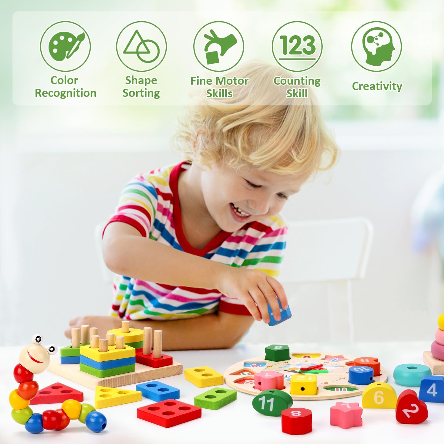 Montessori Wooden Toys for Kids Ages 2-6 - 6PCS Educational Learning Toys Set for Toddlers & Preschoolers | Perfect Birthday Gift for Boys & Girls | STEM Learning, Classroom & Homeschool Activities