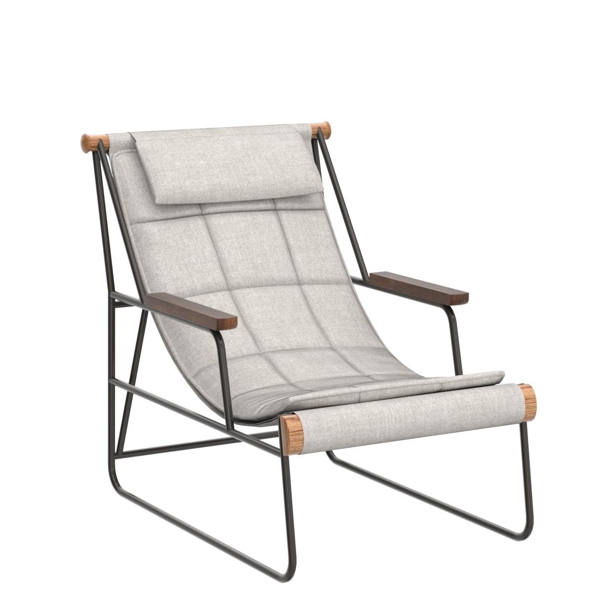 Modern Oversized Lounge Chair with Iron Frame - Reclining Patio Chair for Indoor & Outdoor Use - Perfect for Backyard, Poolside, Living Room & Balcony Relaxation