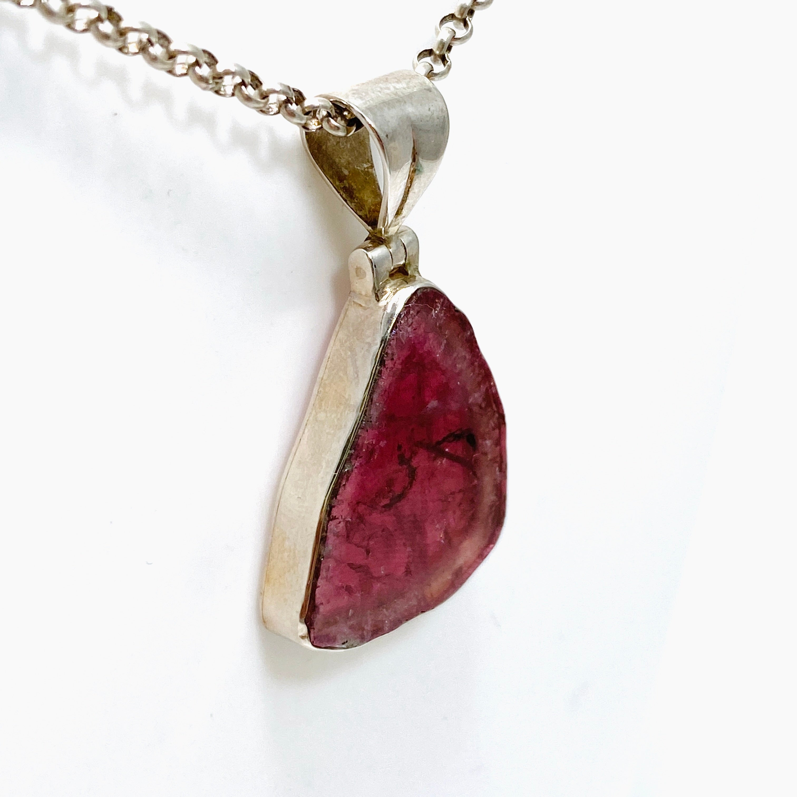 Natural Pink Tourmaline Gemstone Pendant - Large Slice Jewelry for Women (GPJ01) | Elegant Necklace for Everyday Wear, Gift Giving & Special Occasions