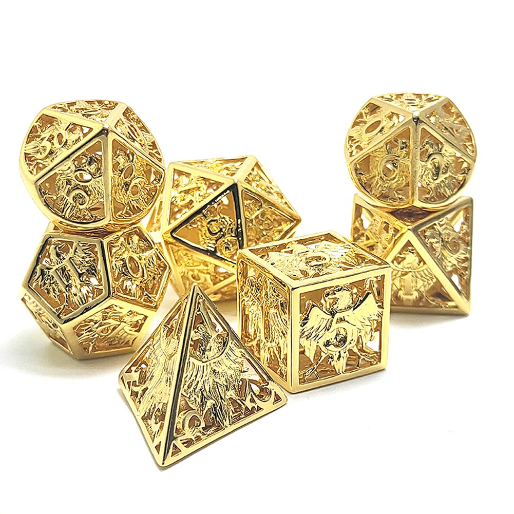 Premium DND Metal Dragon Dice Set - 7-Piece Polyhedral Hollow Dungeons & Dragons Dice for RPG Games, MTG, Shadowrun & Math Teaching - Perfect for Tabletop Gaming & Gift Giving
