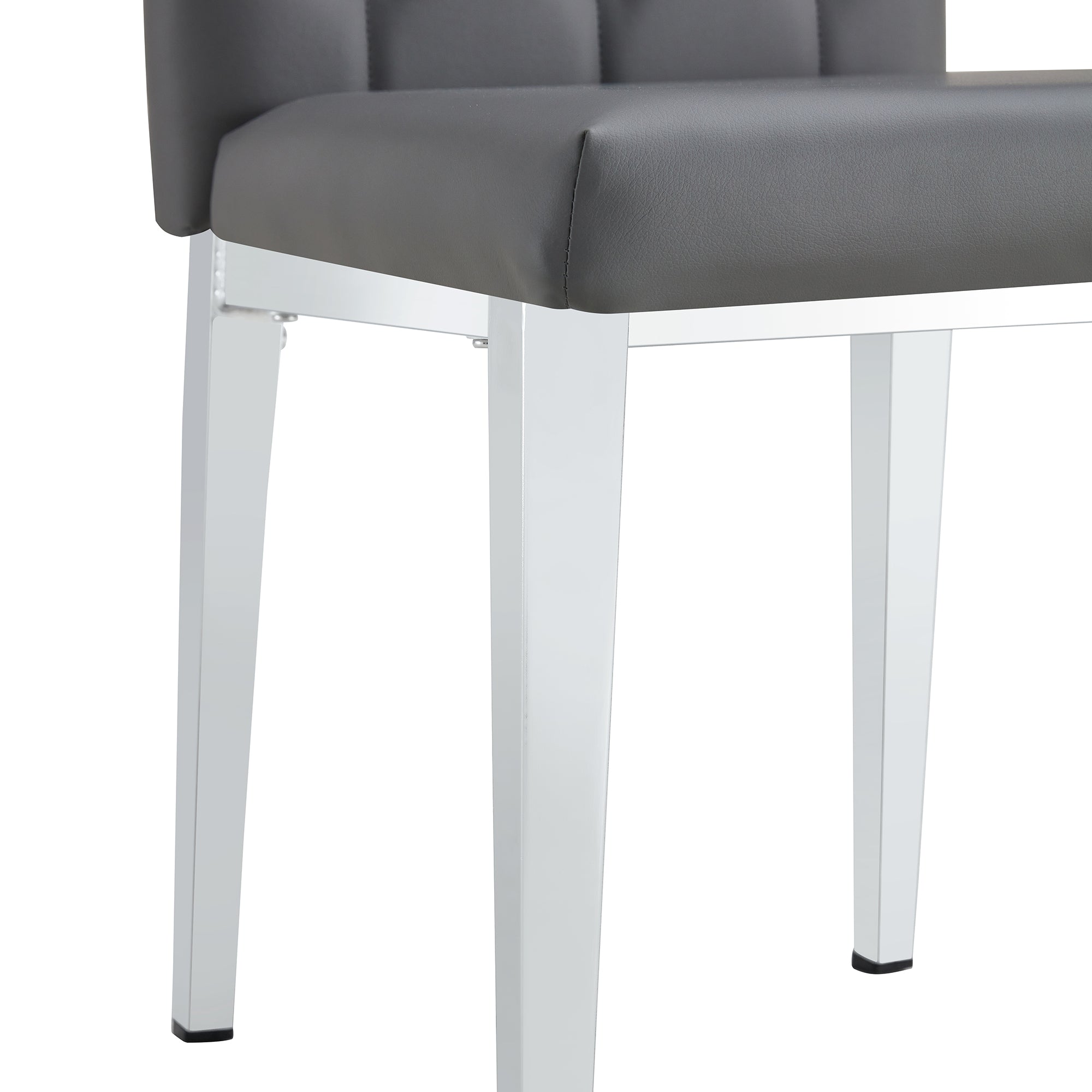 2-Piece Gray Armless Dining Chair Set - Elegant & Mysterious Deep Gray Tone with Vintage Grid & Buckle Back Design - Perfect for Modern Dining Rooms, Kitchens, and Small Spaces