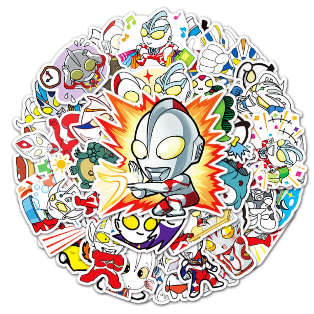 50PCS Cartoon Ultraman Stickers for Kids - Waterproof Vinyl Decals for Water Bottles, Laptops, Notebooks & Room Decor - Fun Birthday Party Favors for Boys & Girls - Perfect for School Supplies, DIY Crafts & Gift Giving