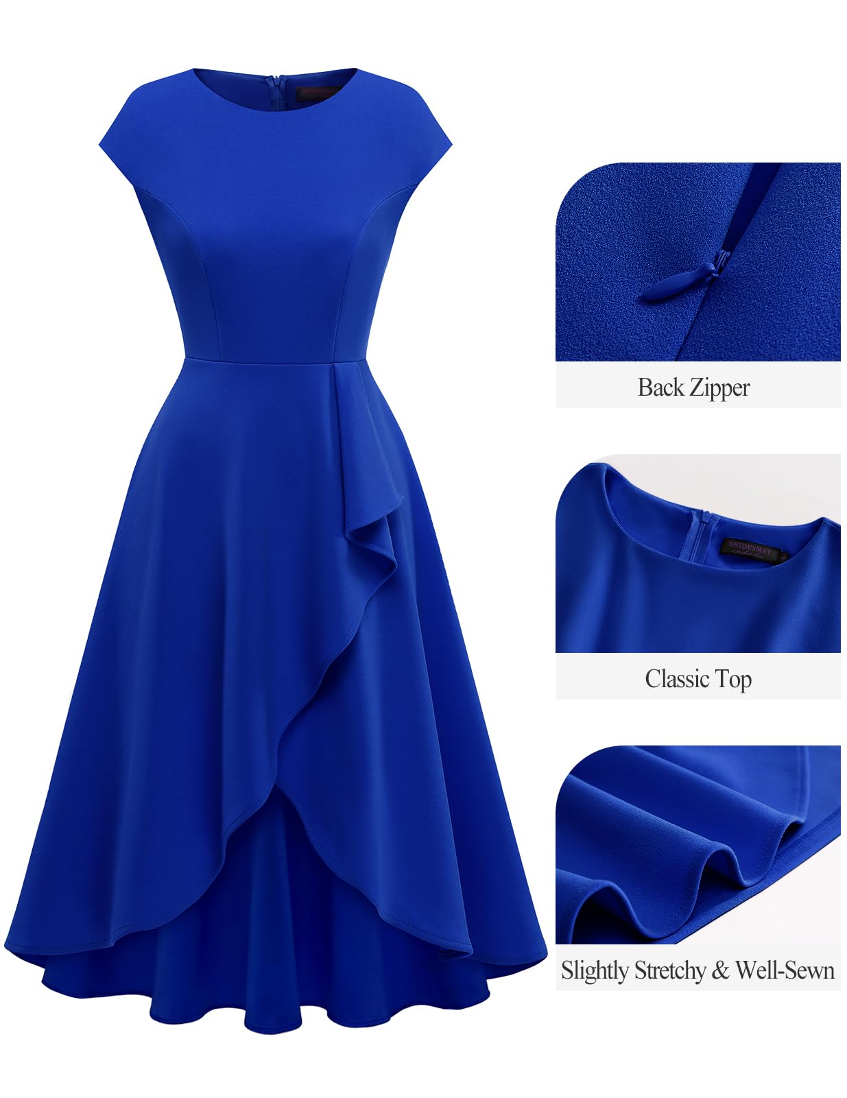 Elegant Cocktail Wedding Guest Dresses for Women 2025 - Short Sleeve Spring Summer Midi Dress - Perfect for Bridesmaids, Garden Parties & Formal Events