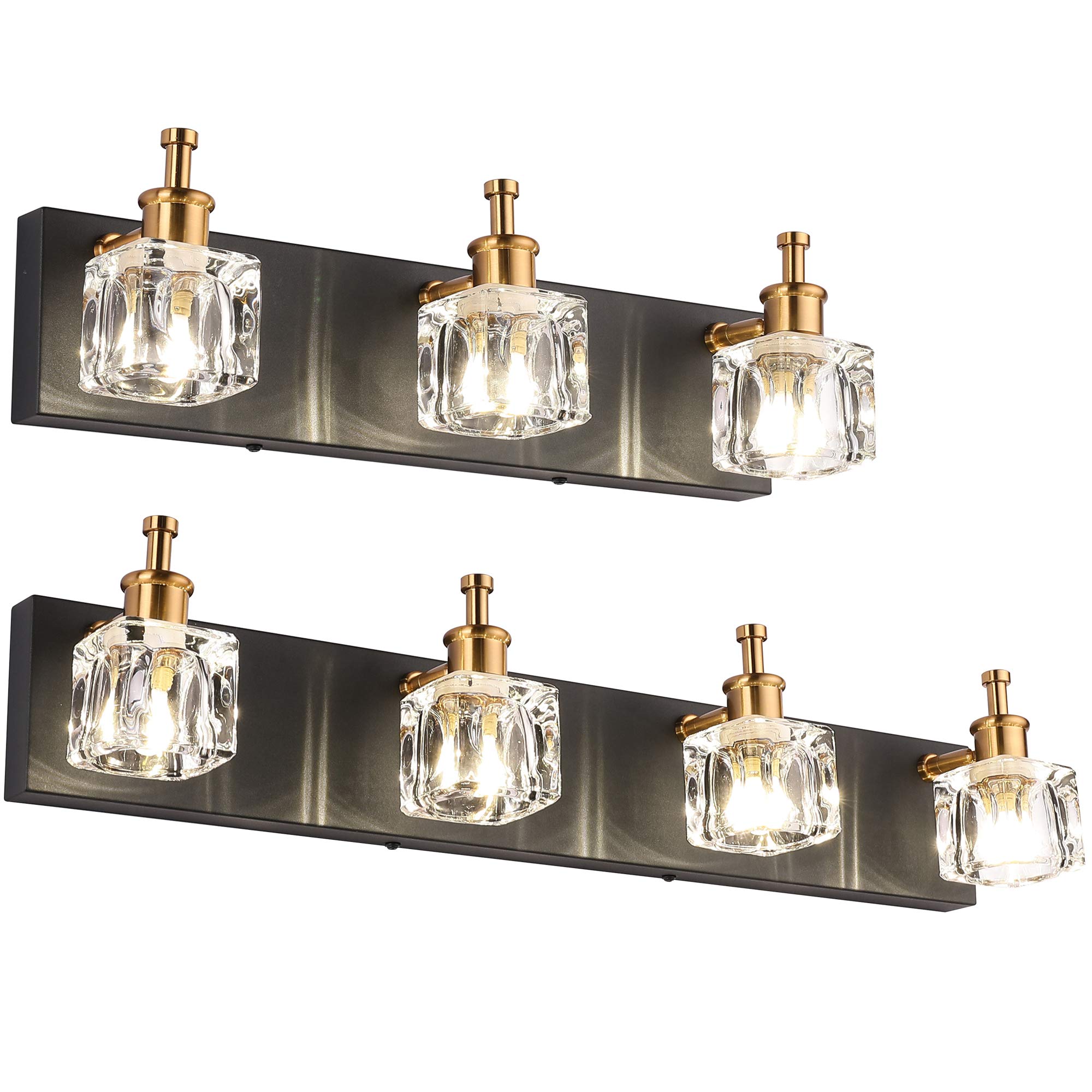 PRESDE Modern Bathroom Vanity Light Fixture - 3 or 4 Light Black Mirror Mount for Bathroom, Powder Room & Dressing Area | Perfect for Makeup, Shaving & Grooming
