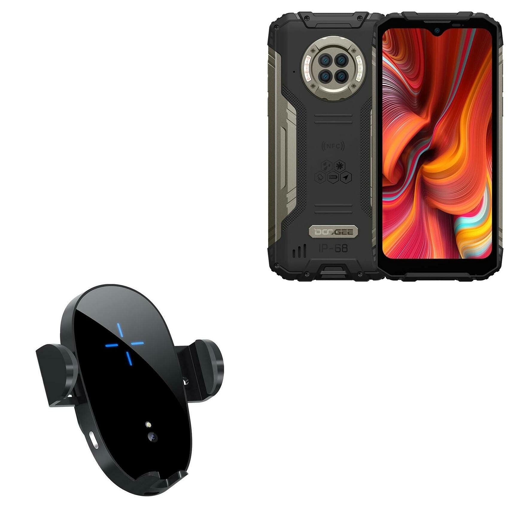 BoxWave Qi Wireless Car Charger & Air Vent Mount for Doogee S96 Pro - Fast Charging Auto Phone Holder with Secure Grip - Perfect for Commuting, Road Trips & GPS Navigation (Black)