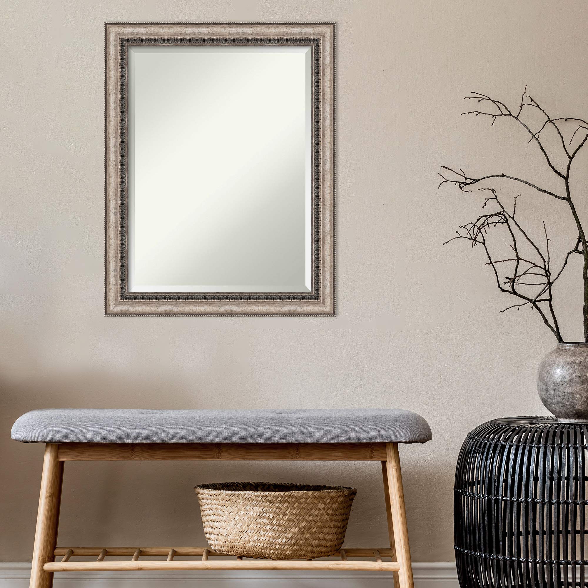 Amanti Art Framed Bathroom Vanity Mirror 18x24 Inches - Ornate Silver Lyla Design - Shatterproof Glass for Bathroom, Bedroom & Dressing Room Decor