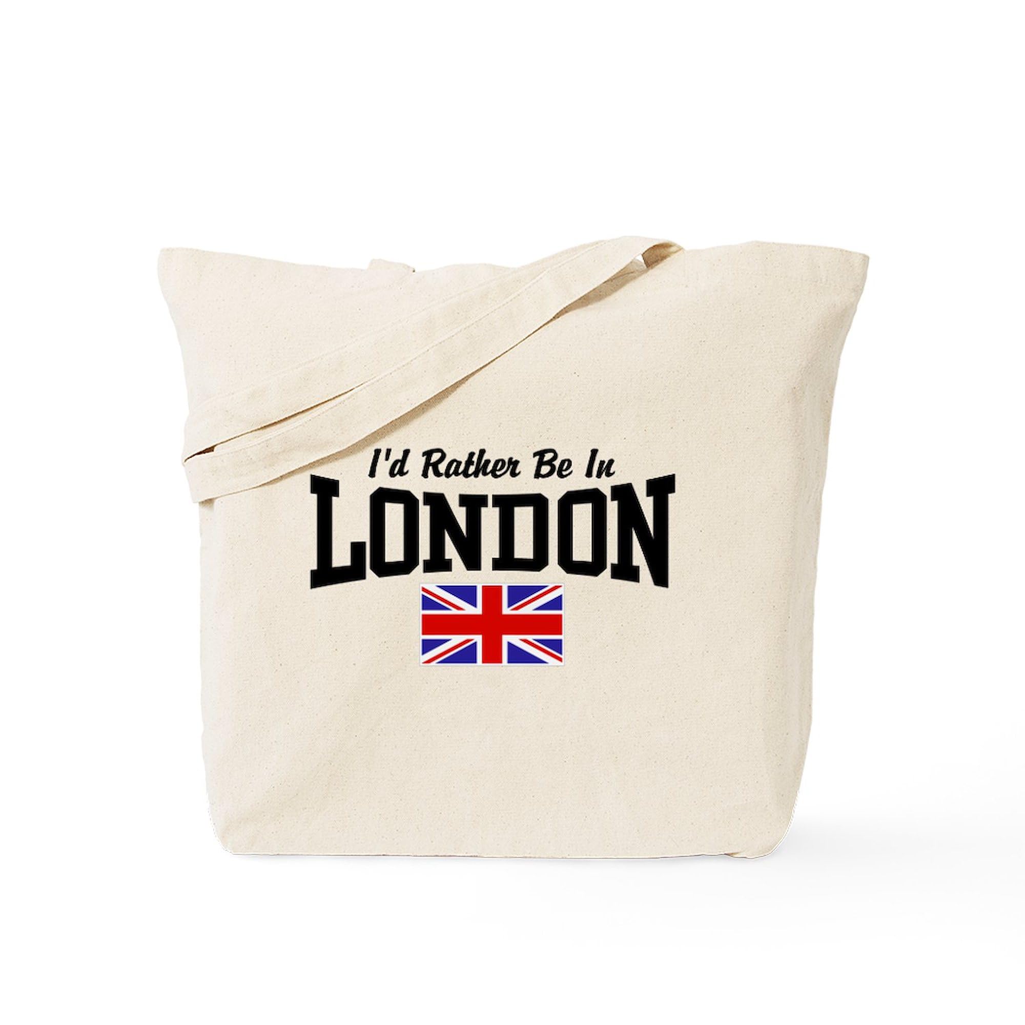I'd Rather Be In London Tote Bag - Natural Canvas Reusable Shopping Bag for Groceries, Beach & Travel