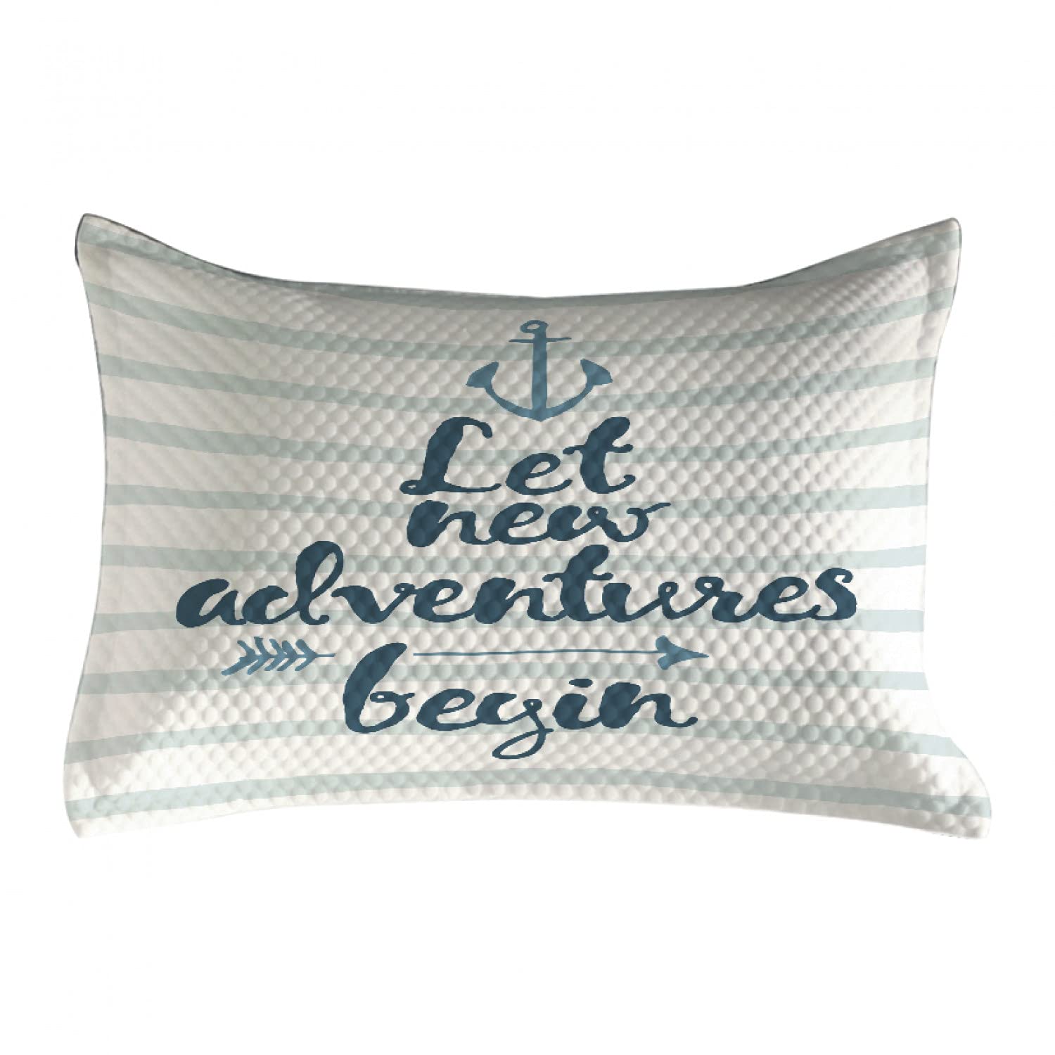 Ambesonne Nautical Stripes Anchor & Arrow Quilted Pillow Cover - Standard Queen Size 30