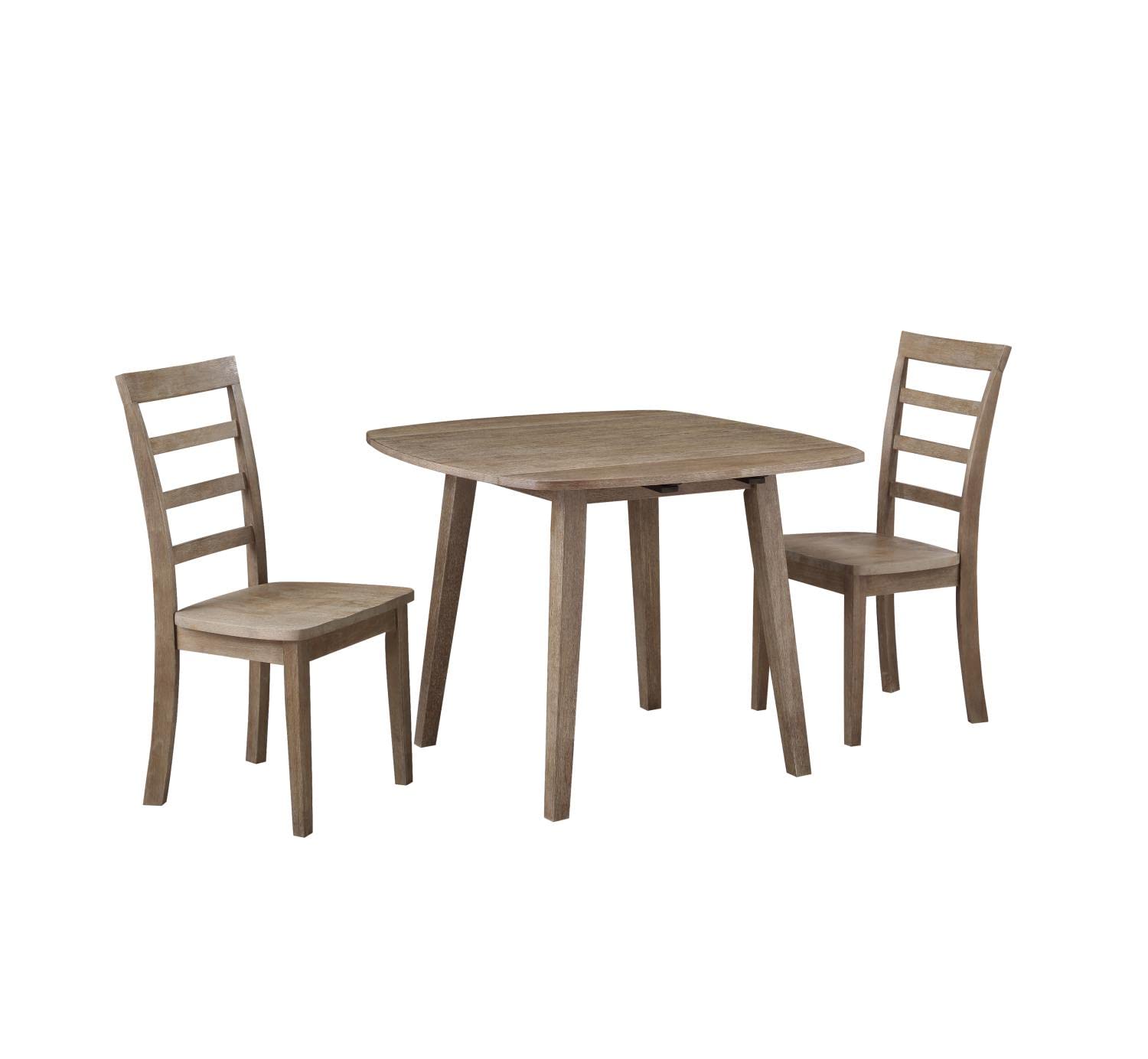 Rustic Barnwood Wire-Brush 3-Piece Dining Set - Patio, Garden, Outdoor Entertaining - Boulder Collection