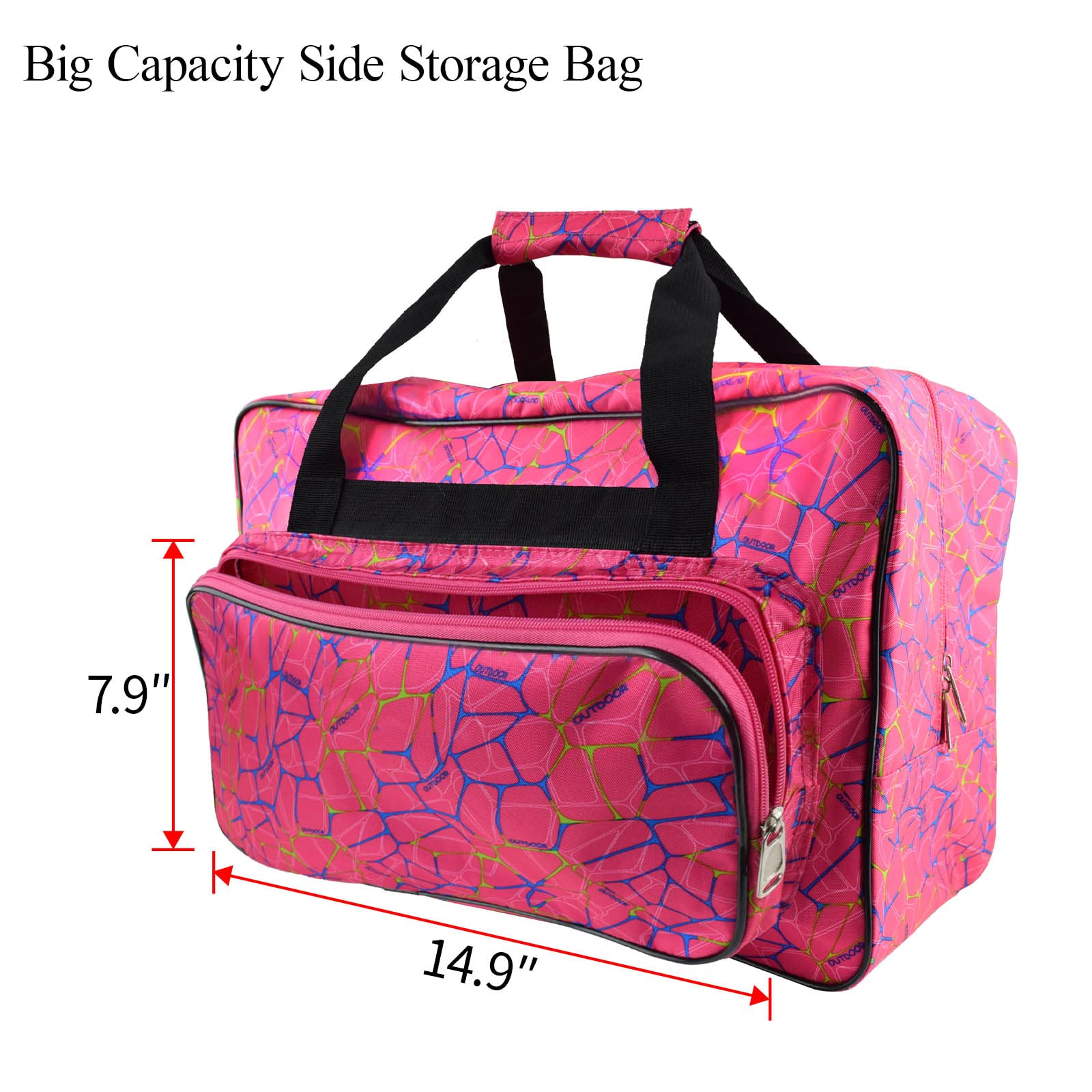TLBTEK Universal Sewing Machine Carrying Case - Rose Red Canvas Tote Bag with Padded Protection & Storage Pockets | Portable Dust Cover for Singer, Brother, Janome Sewing Machines | Perfect for Home Use, Quilting Classes & Craft Storage