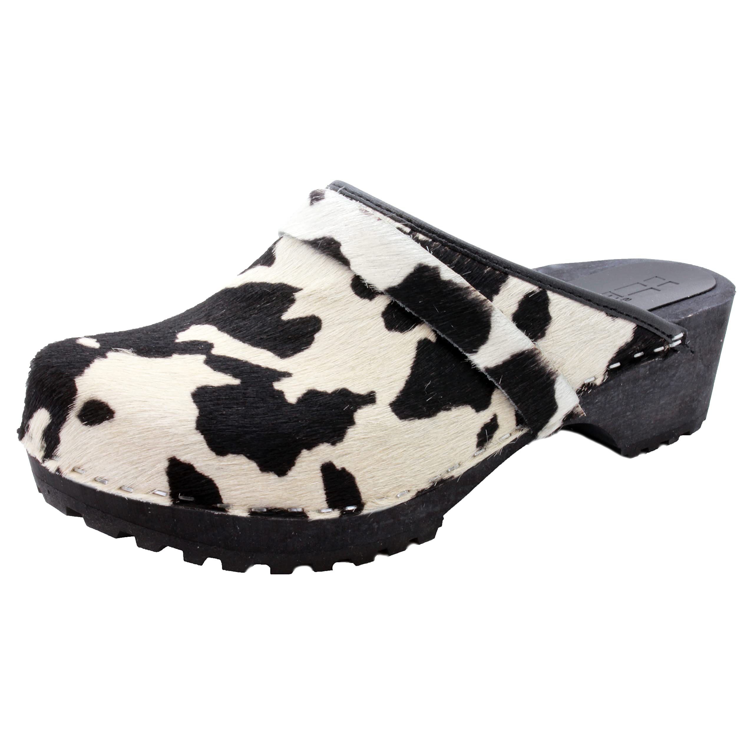 Bjorg Maja Wooden Open Back Leather Clogs for Women - Comfortable Slip-On Shoes for Home, Garden & Casual Outings