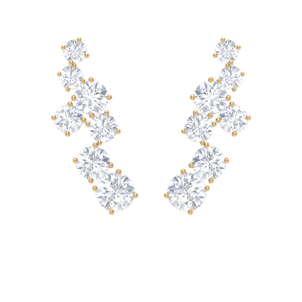 1/2 CT High-Shine Diamond Climber Earrings for Women - 14K Gold Minimalist Screw Back Studs - Perfect for Weddings, Parties & Everyday Elegance