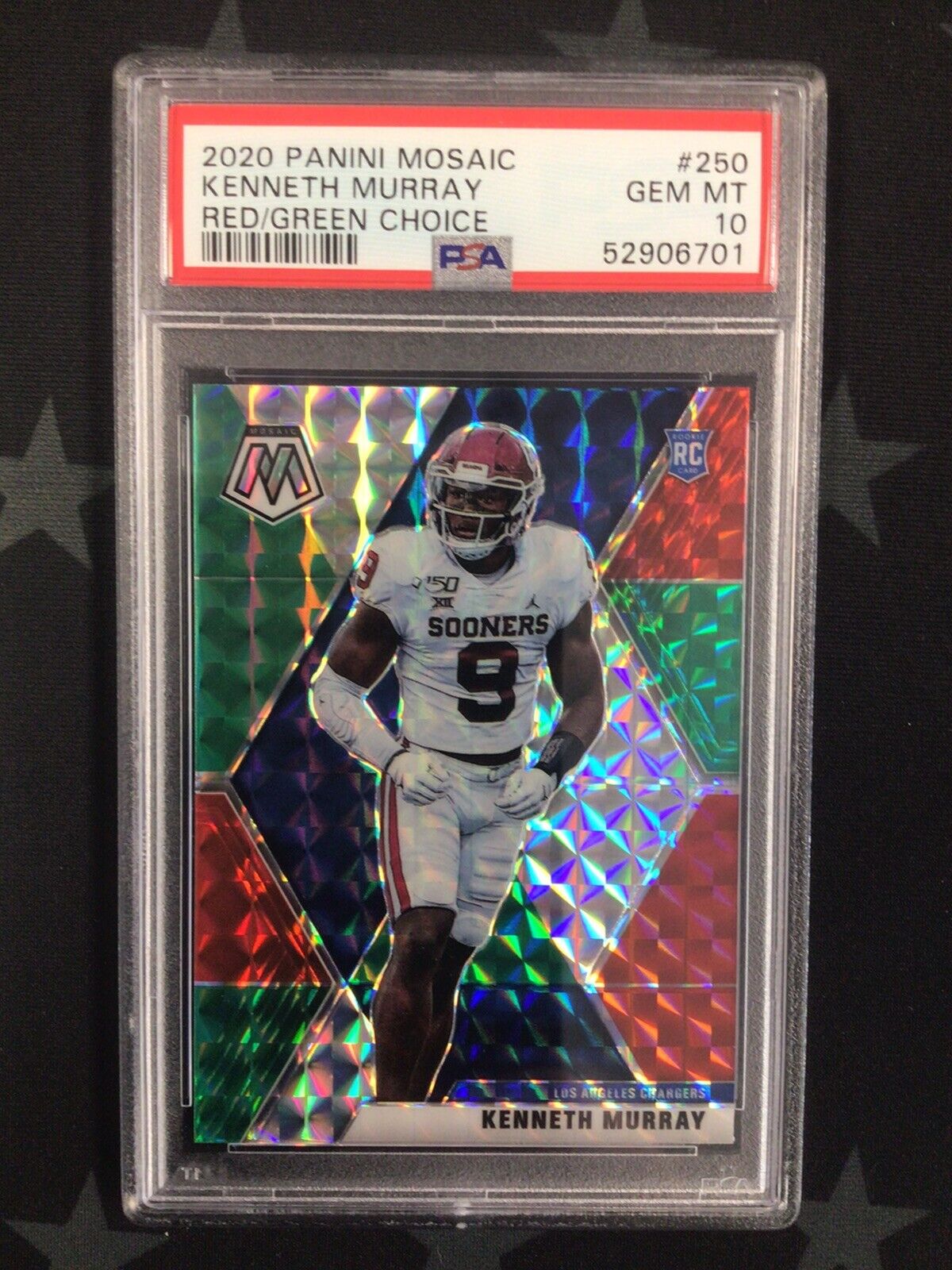 2020 Panini Mosaic Kenneth Murray Red/Green Choice #250 PSA GEM MT 10 52906701 - Rare Football Trading Card for Collectors & Sports Fans - Perfect for Display, Investment & Memorabilia Collections