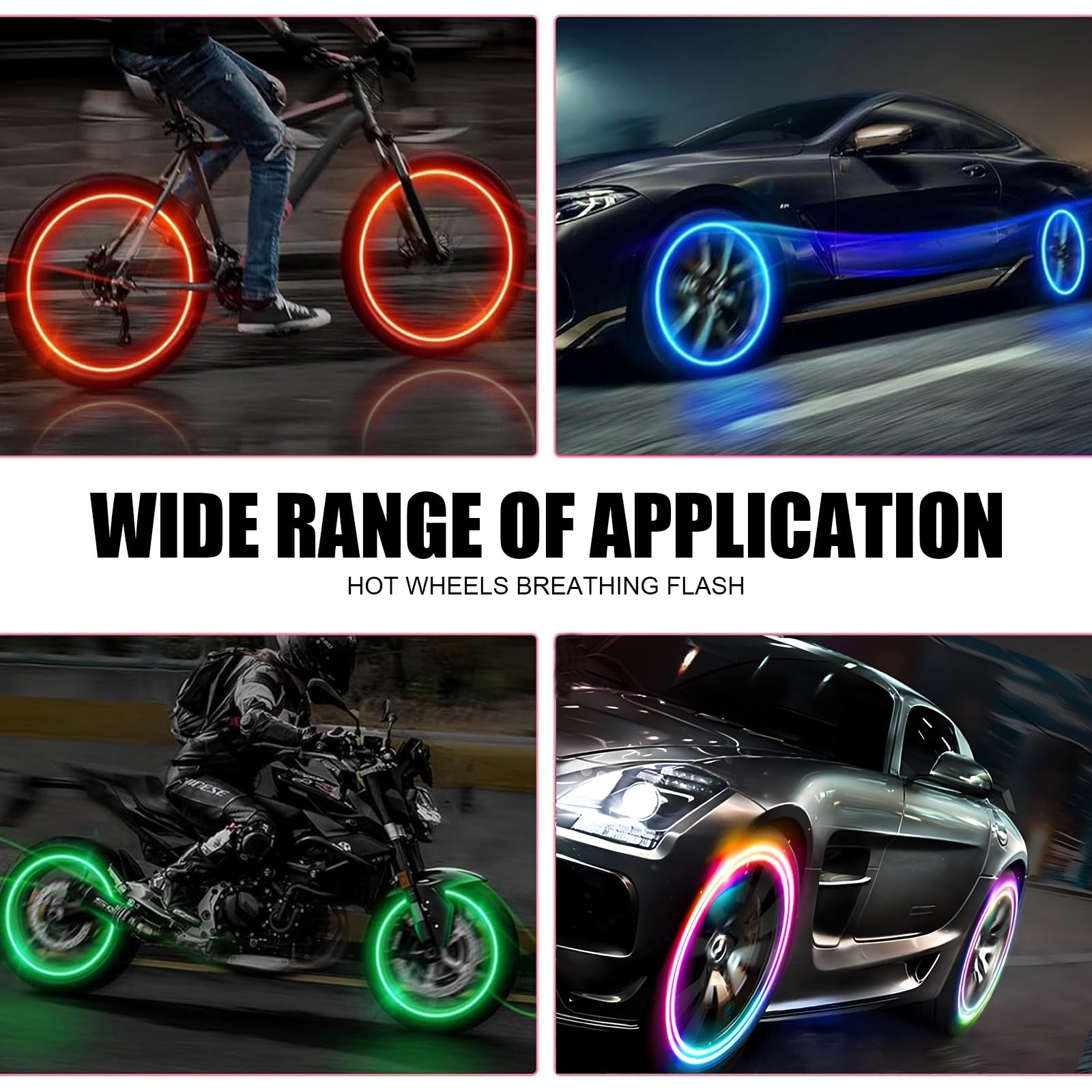 6 PCS Car Tire Wheel Lights - Vibration Induction LED Valve Caps, Waterproof & Energy-Saving Decorative Lights for Cars, Motorcycles, Bicycles (Red) | Enhance Night Visibility & Style for Road Safety & Custom Look