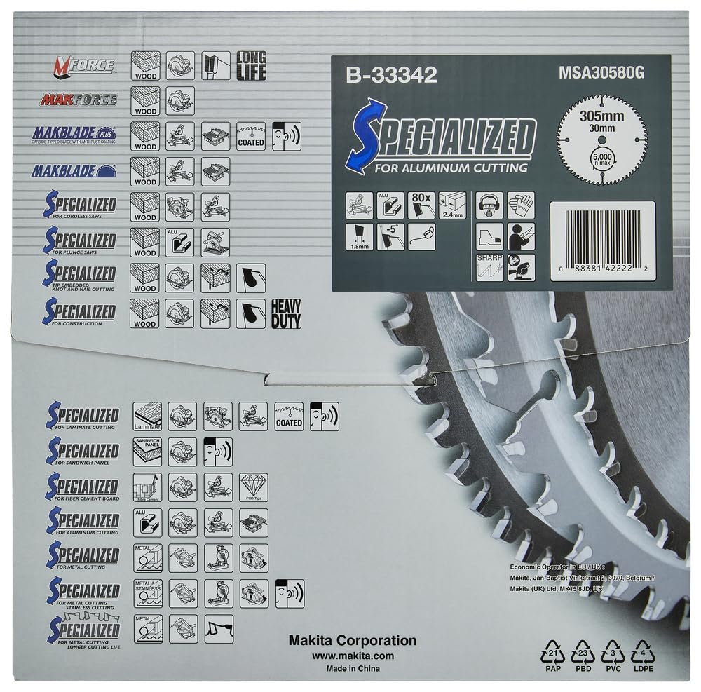 B-33342 12-Inch 30mm 80-Tooth Specialized Saw Blade - Perfect for Woodworking, Metal Cutting & DIY Projects