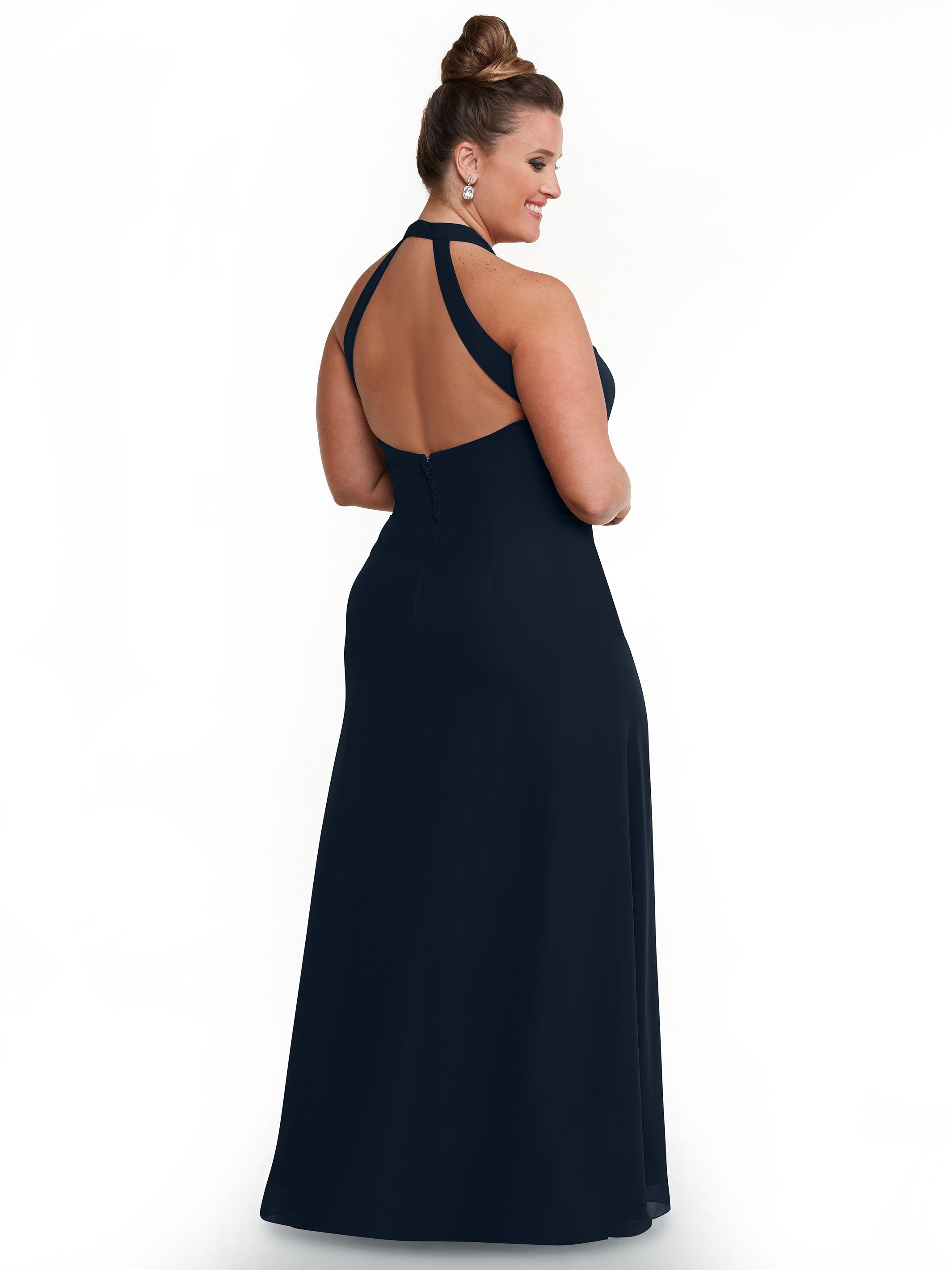 Elegant Chiffon A-Line Bridesmaid Dress with Keyhole Halter Neckline - Perfect for Weddings, Formal Events & Special Occasions