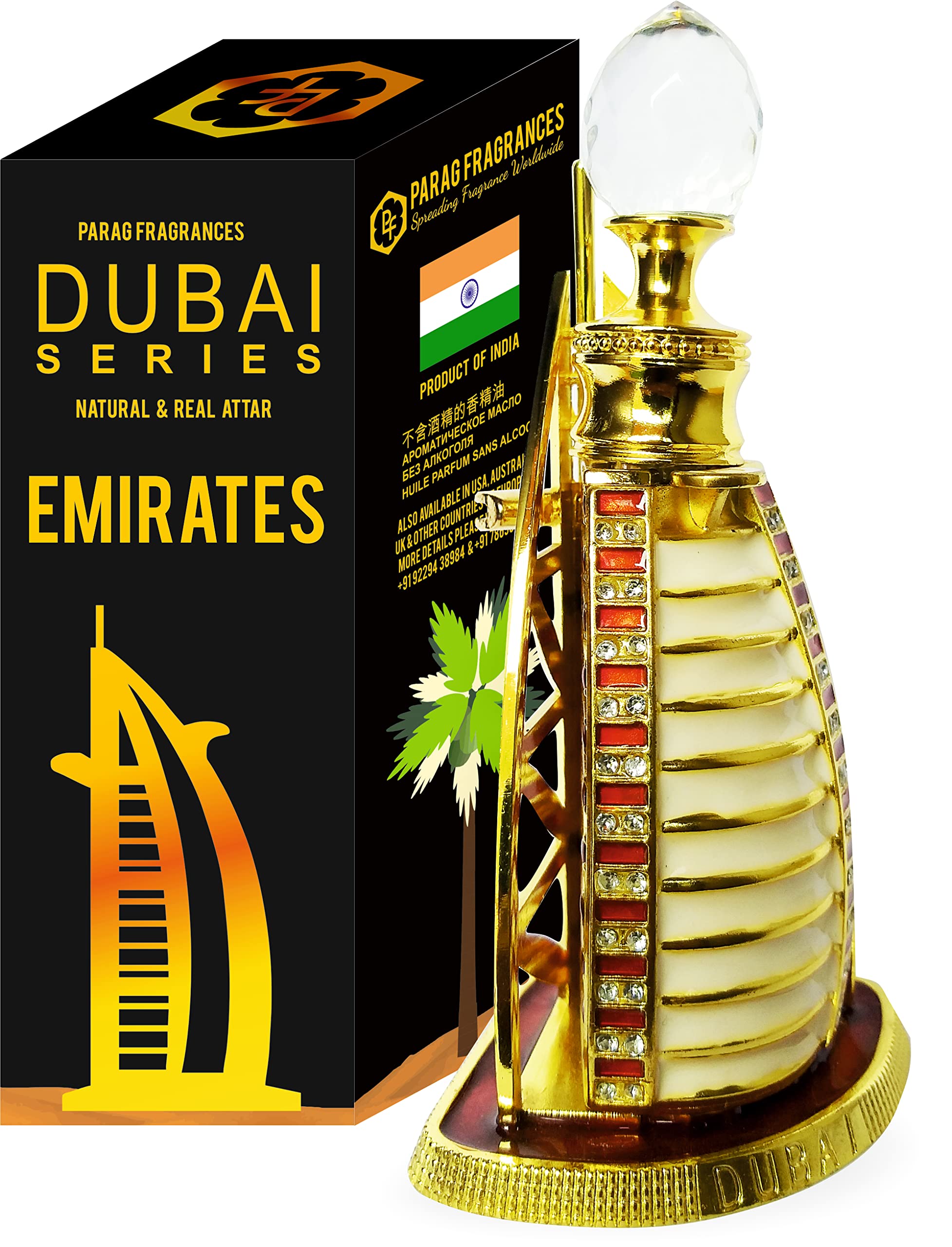 Premium Parag Fragrances Emirates Dubai Edition Luxury Attar Perfume Oil - Long Lasting Oud Mukhallat Scent for Men (12ml) | Perfect for Special Occasions, Gifts & Daily Wear