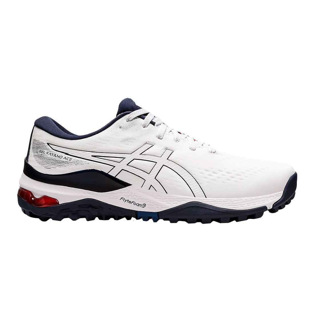 ASICS Gel-Kayano Ace White Men's Spikeless Golf Shoes - Lightweight Comfort for Walking & Practice Rounds on the Course
