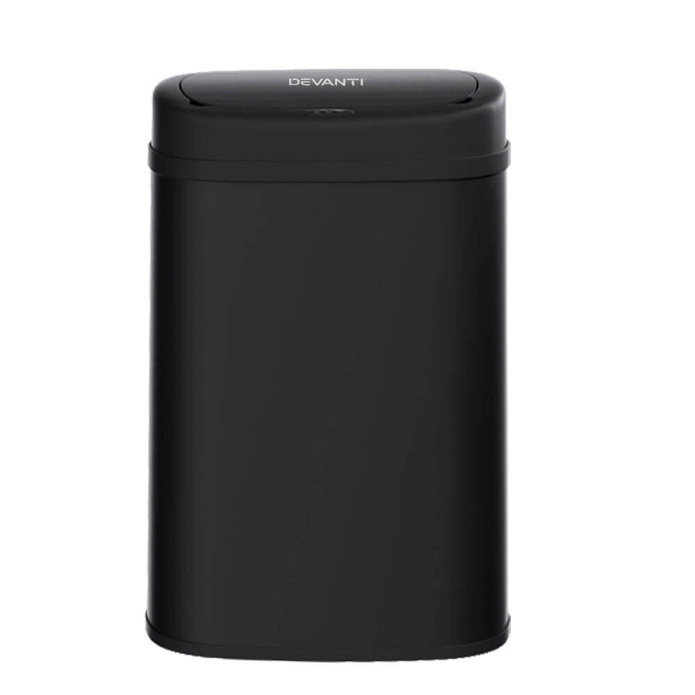 Devanti 50L Automatic Motion Sensor Trash Can - Hands-Free Touchless Kitchen Garbage Bin with Lid, Black - Perfect for Home, Office, and Commercial Use