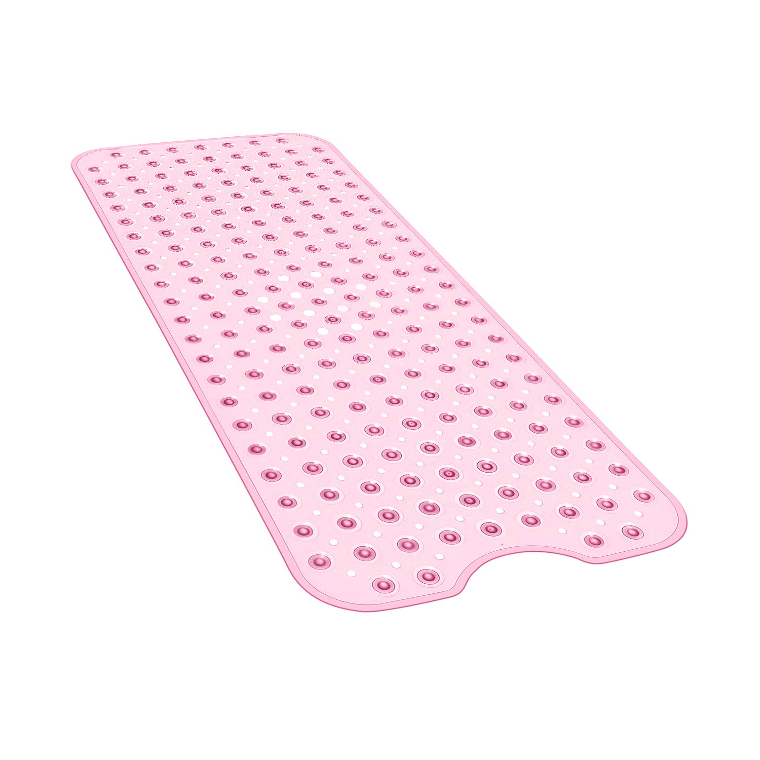 Non-Slip Bath and Shower Safety Mat 40x16 Inch with Suction Cups - Extra Large Machine Washable Bathtub Mat for Elderly & Kids - Drain Holes Keep Tub Clean - Light Pink - Perfect for Bathroom, Shower Stall and Tub Floor Safety